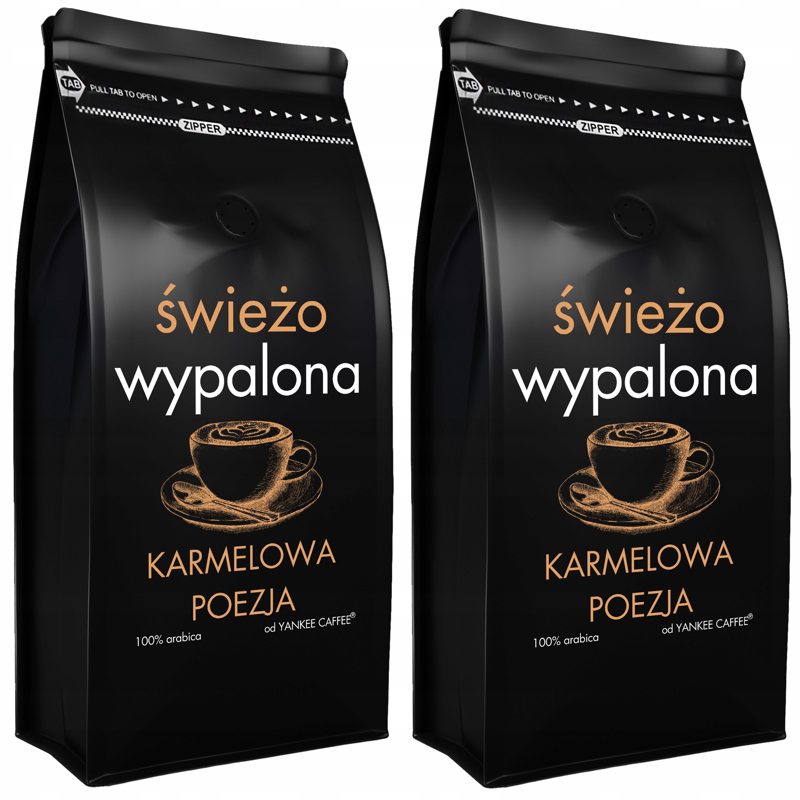 Levně Káva zrnková 2kg Čerstvě Pražená 100% Arabica ochucená Karamelová (2x1kg)