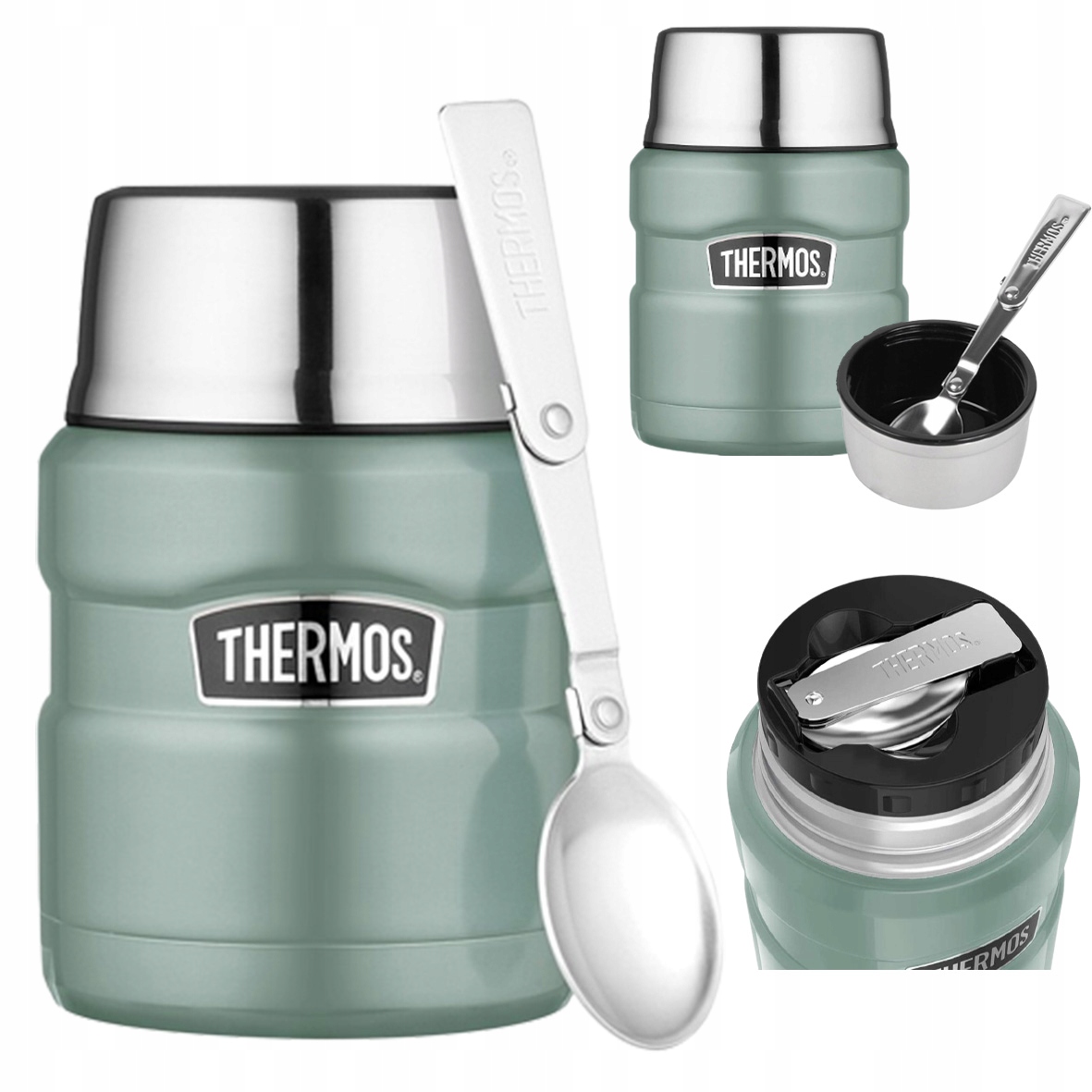 Obědová termoska na jídlo se skládací lžící a hrnkem Thermos 470 ml