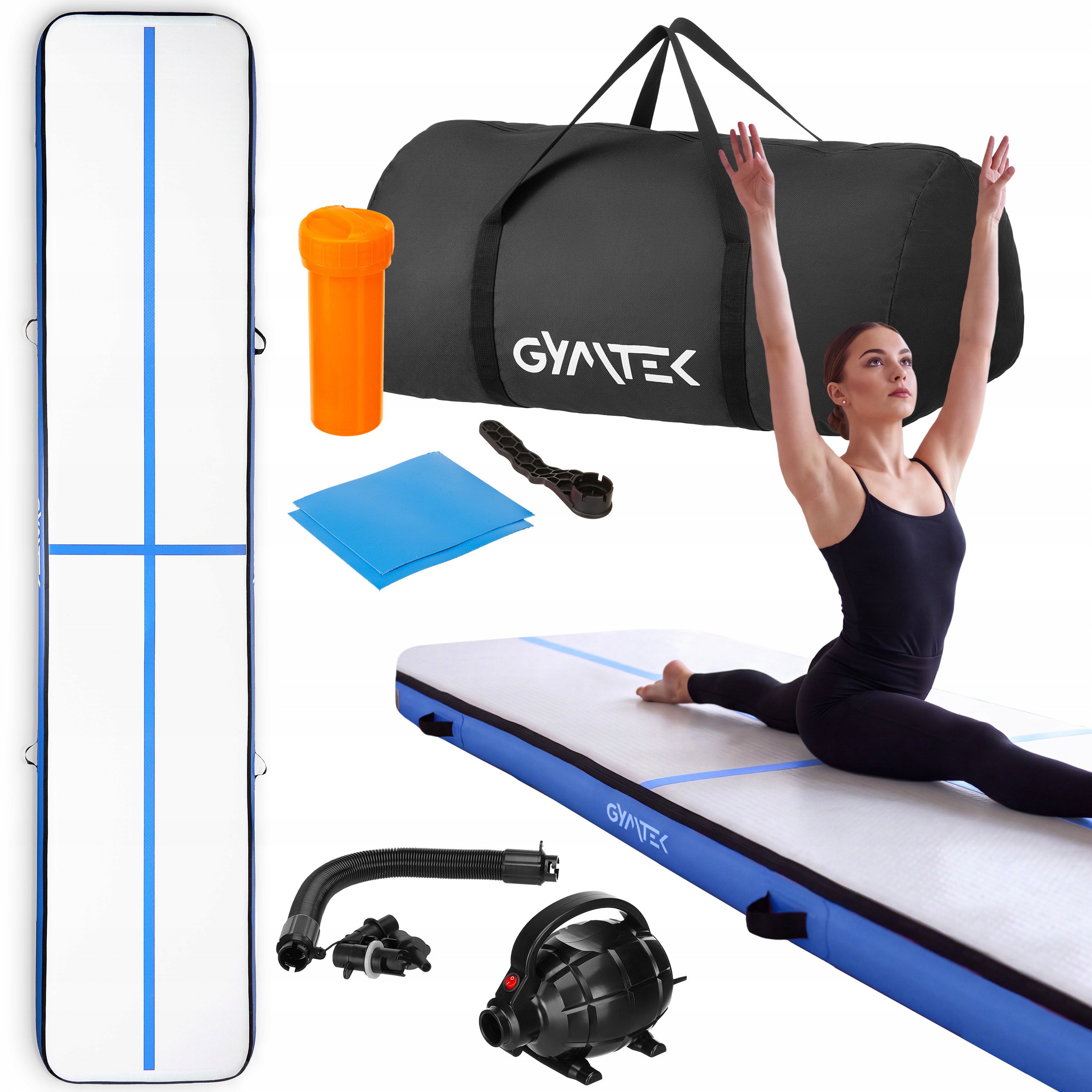 Gymnastická Podložka Akrobatická Stezka Air Track Pumpa 400 X 100 X 10 CM Gymtek