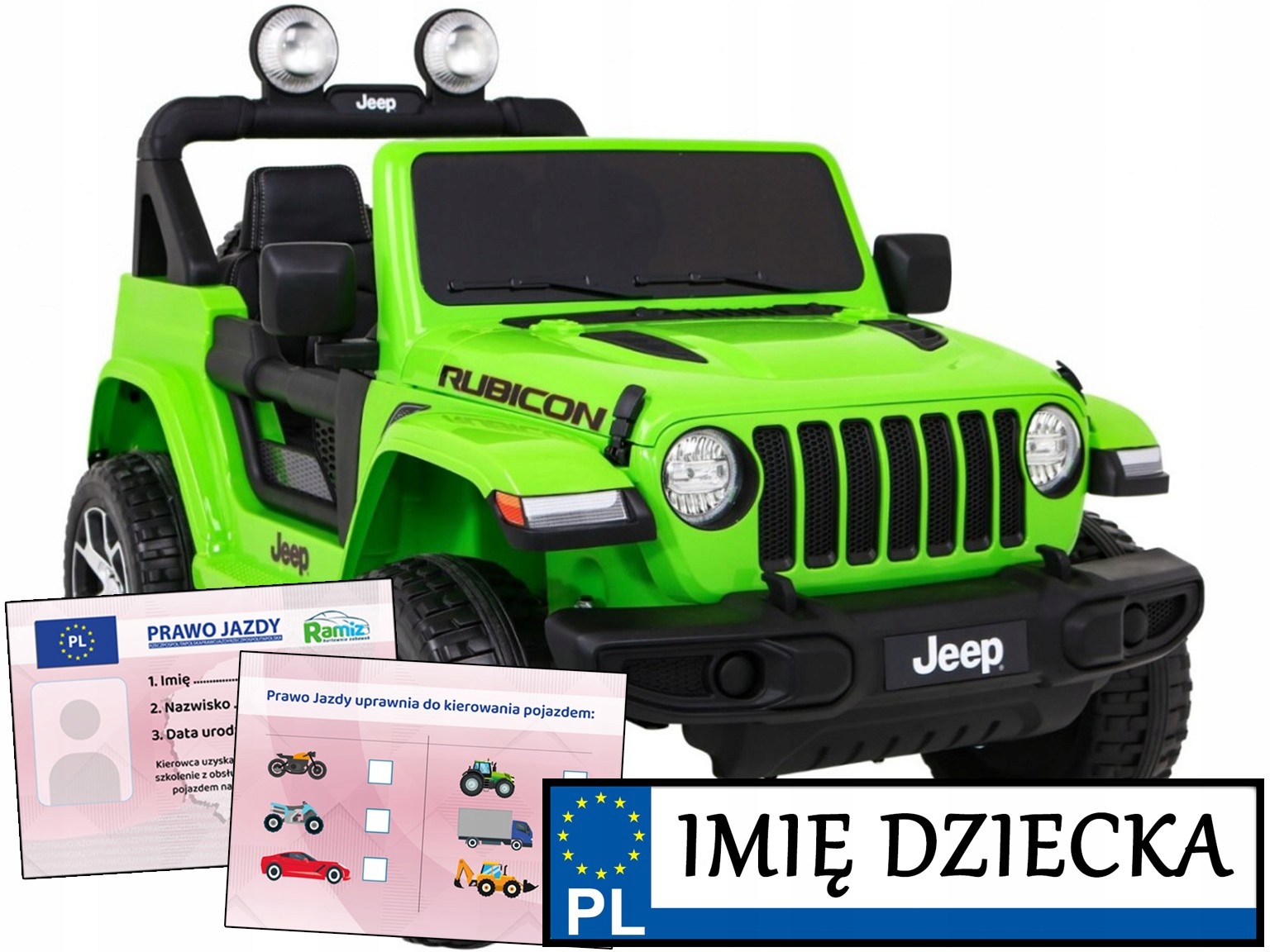 auto dla dzieci na akumulator Jeep Wrangler Rubicon pilot Tablica Imienna