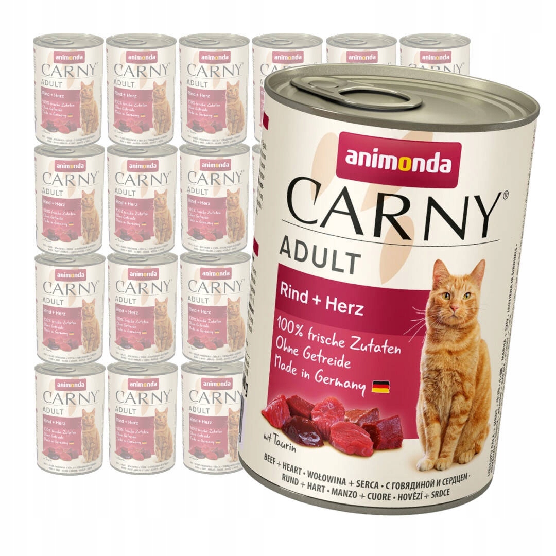 Animonda Carny Adult 24x400g Mokré Krmivo Pro Kočky s hovězím masem a srdíčky
