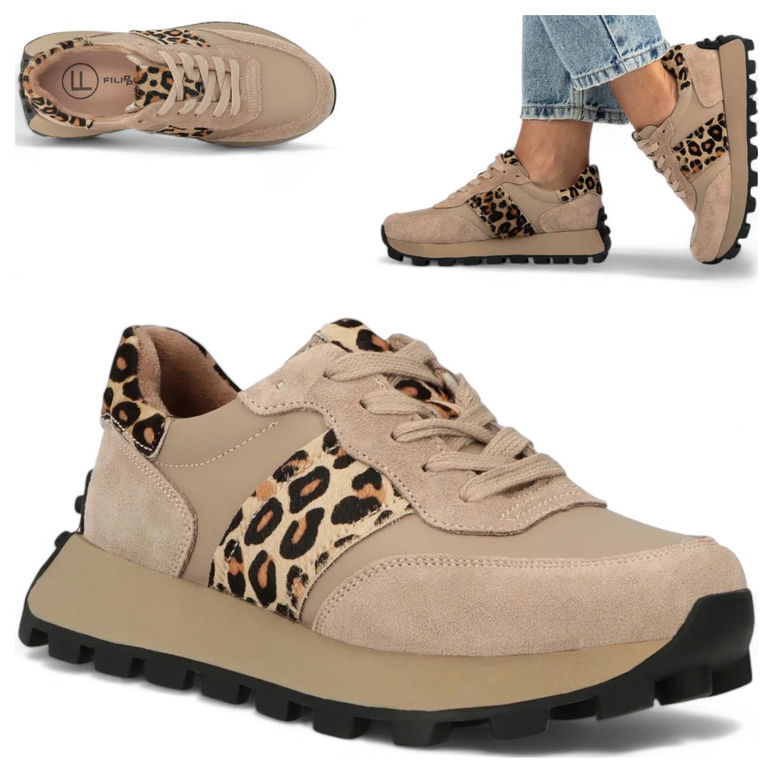 Sneakersy Damskie Skórzane 40 Filippo Wiosenne Półbuty Sznurowane