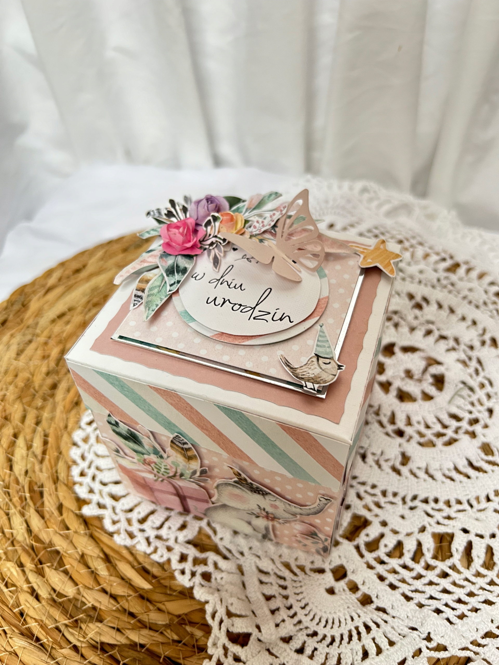 rok 1 2 3 4. narozeniny přání exploding box dárek unikátní s medvídkem