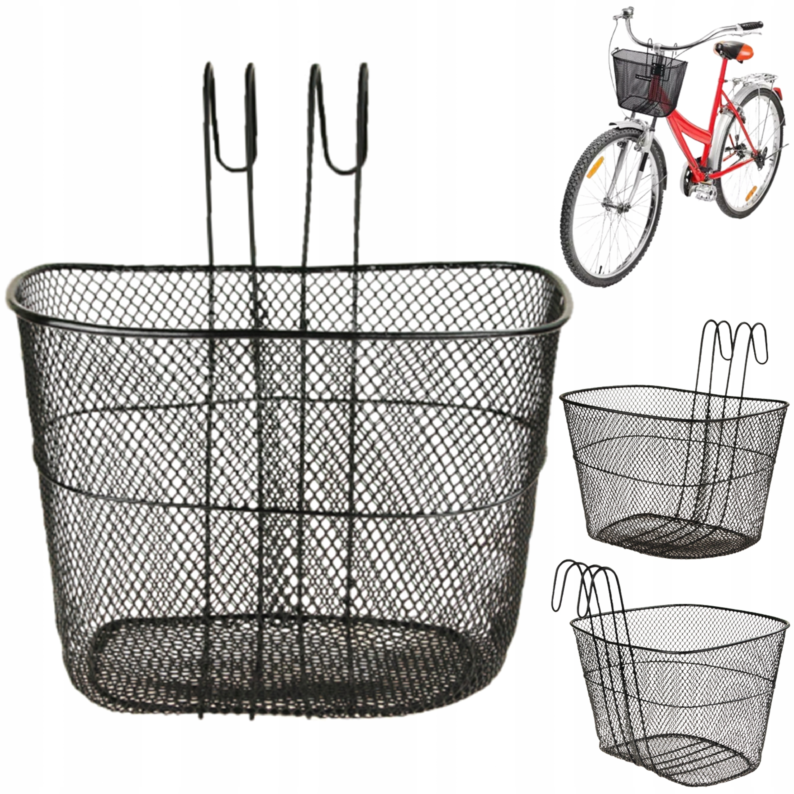

Duży Koszyk Rowerowy Na Kierownice Metalowy Czarny