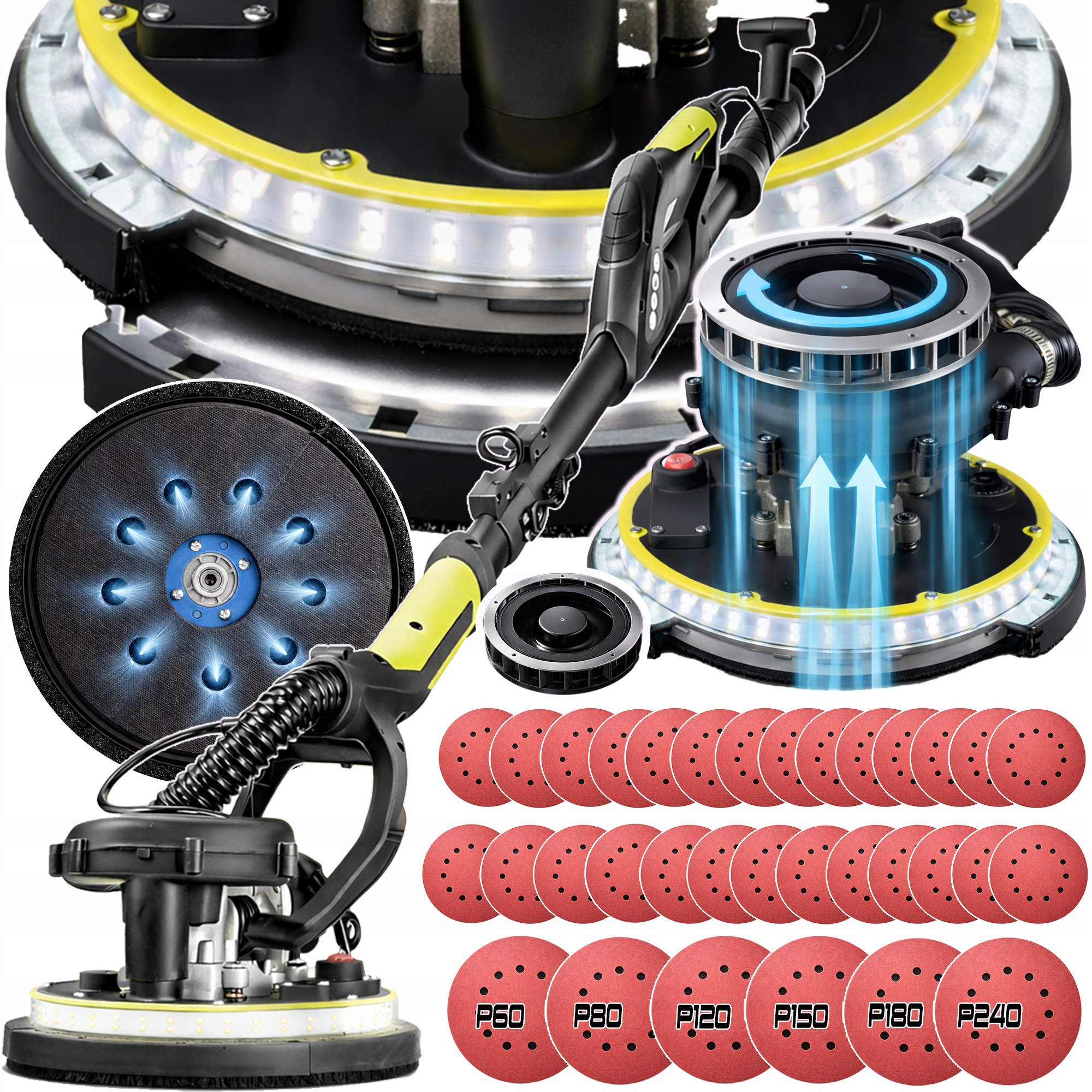 Szlifierka Żyrafa Do Gipsu Gładzi Tynku Ścian Tynków Dual Led toolme tm250