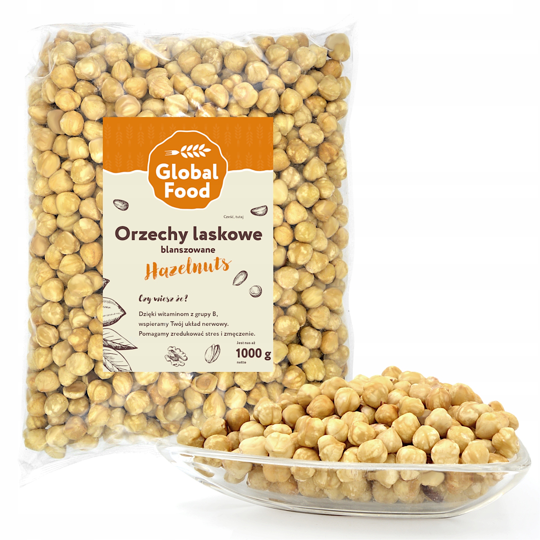 Levně Lískové Ořechy Blanšírované Pražené 1 kg (1000 g)