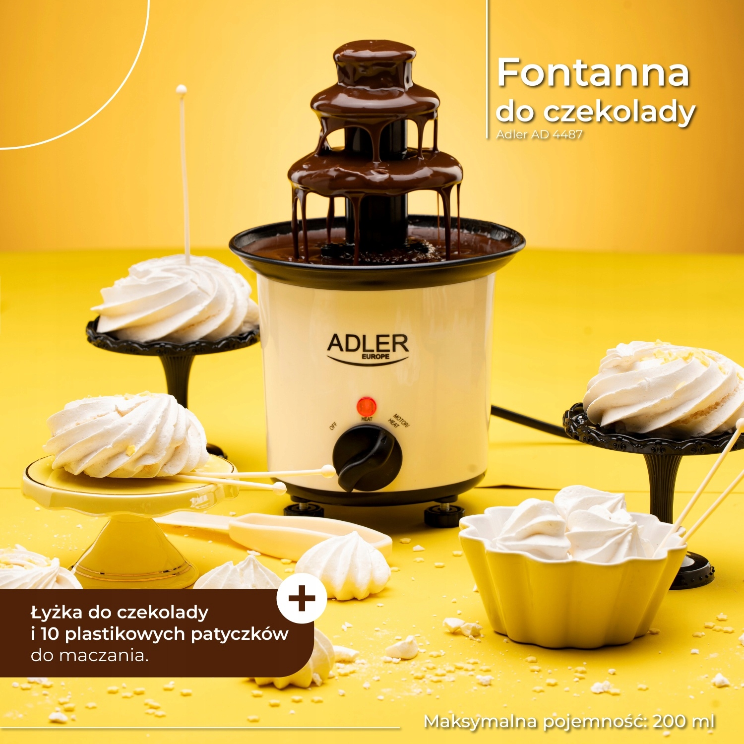 Fontanna do Czekolady AD 4487 200ml z Łyżką i Patyczkami Adler