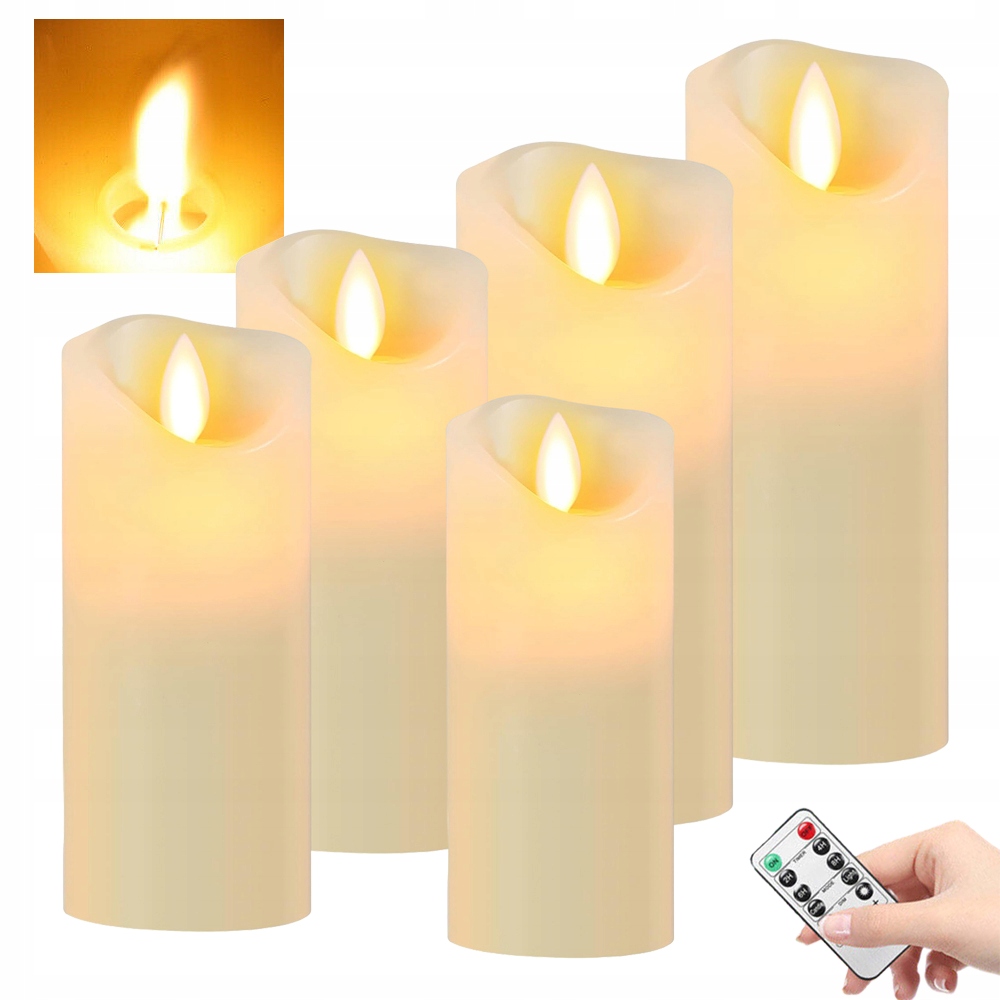 Led Svíčka Led Vložka S Časovačem Dálkového Ovládání Na Svatební Hostina 5KS