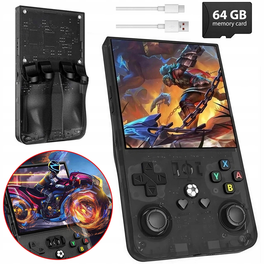 KONSOLA PRZENOŚNA R36 MAX Z JOYSTICKIEM 64GB RETRO GRY LINUX SYSTEM 10H