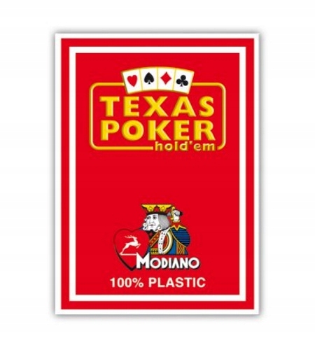 Karty Modiano Texas Jumbo 100% Plastic Czerwone