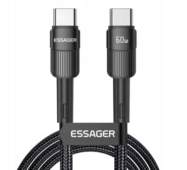 KABEL USB-C DO USB-C SZYBKI PD 60W ESSAGER 3A 0.5M 2x USB TYP C FAST CHARGE