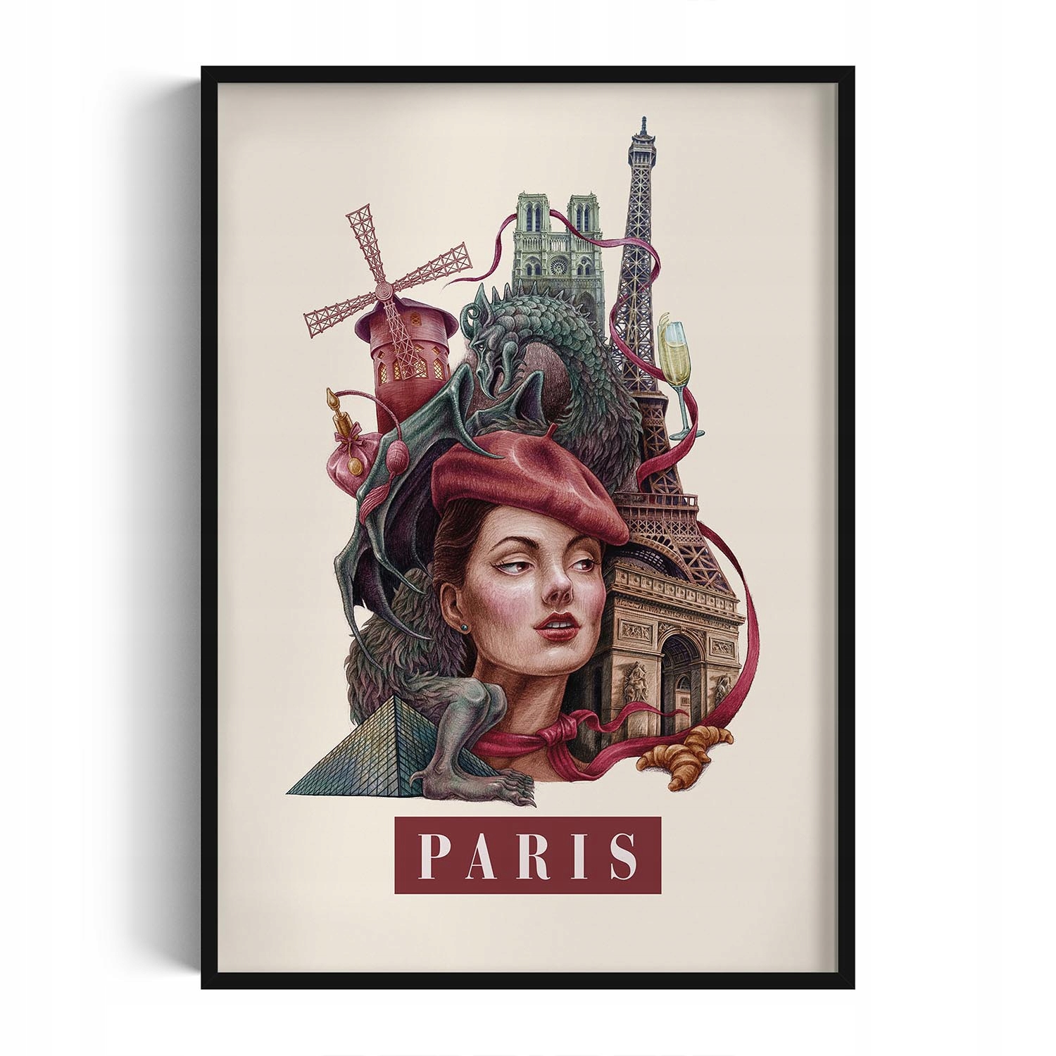 Obraz dekorace na zeď Retro styl Paris Notre Dame Moulin Rouge 70x100