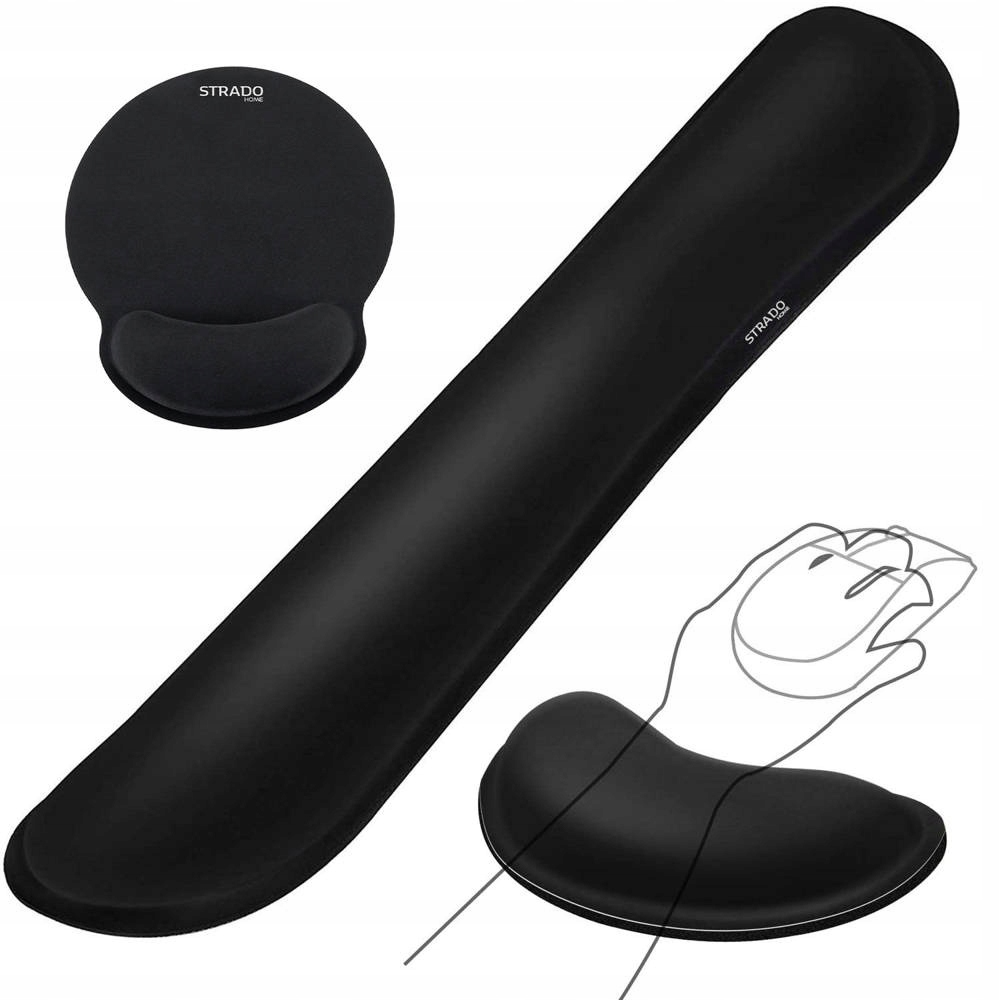 Sada ergonomických gelových podložek Strado – 3 kusy (černá)