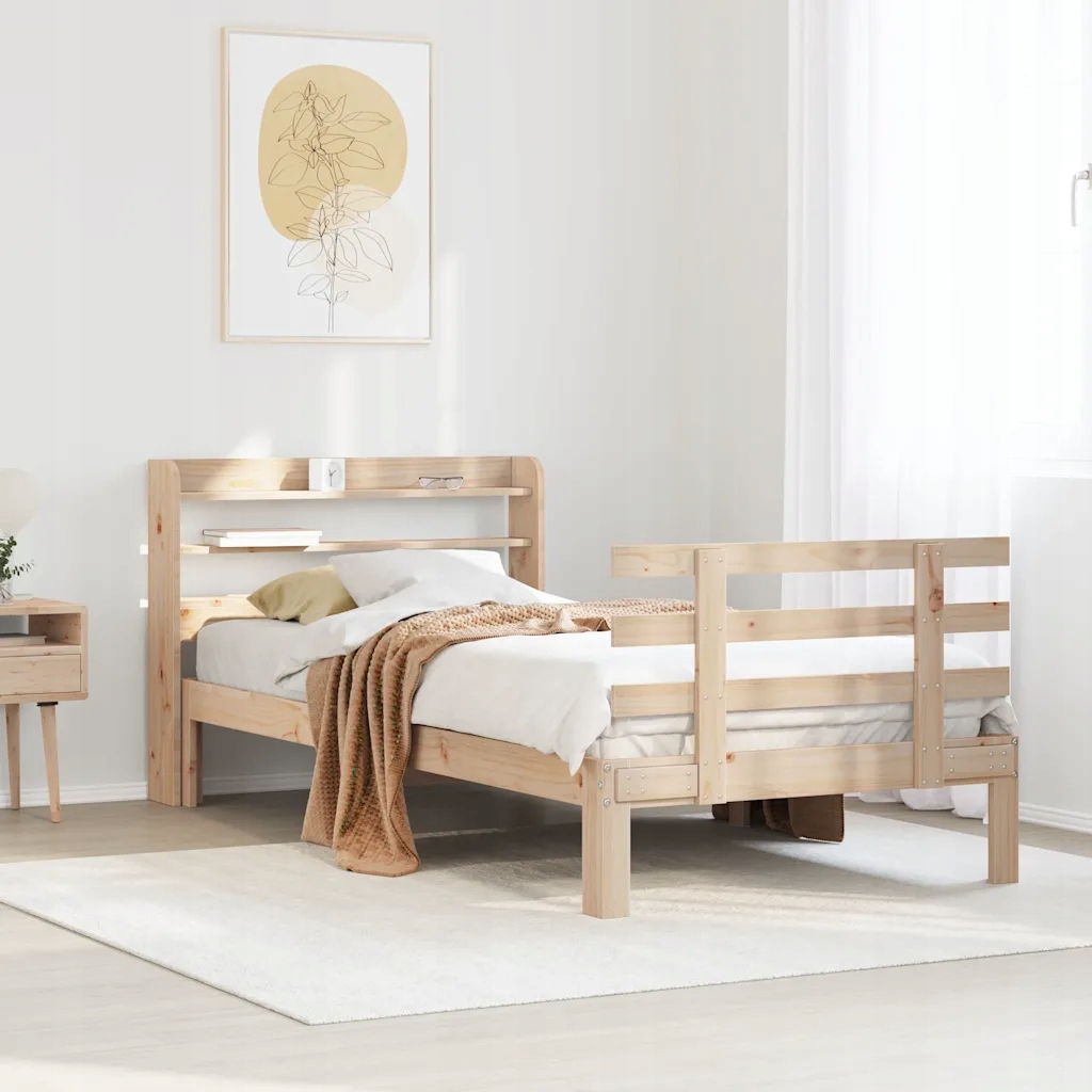 Rám postele s čelem 90 x 190 cm masivní borovice Hnědá 3306839