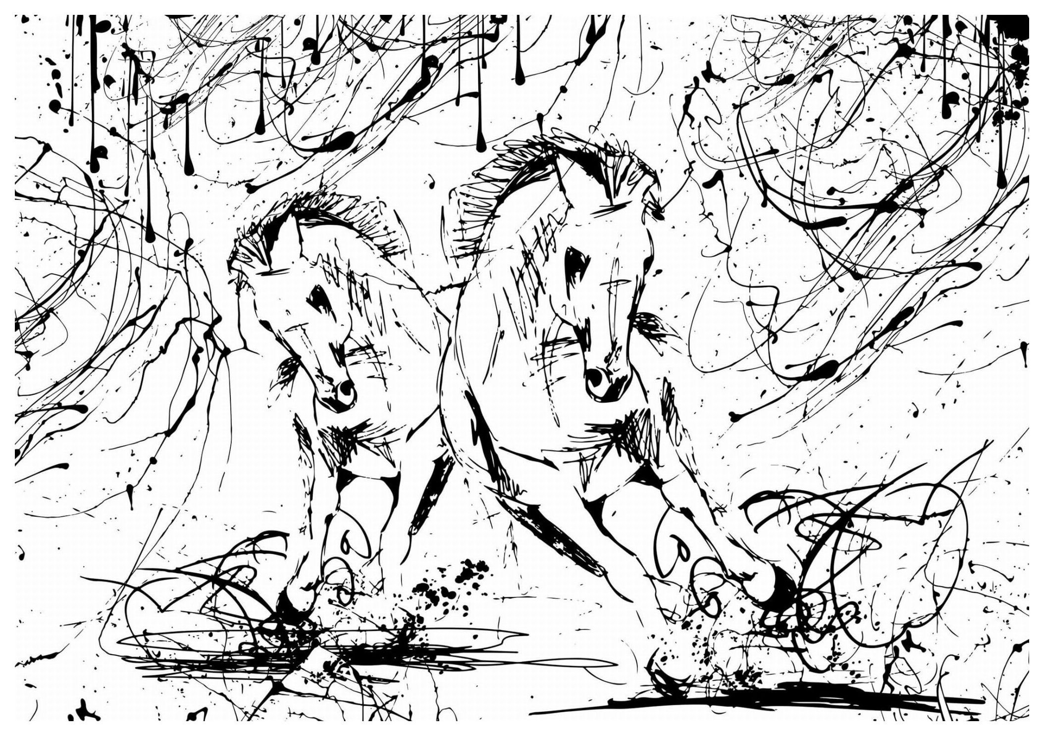 Fototapeta Koně dynamika pohybu v tanci linií a stínů 250x175 lepidlo