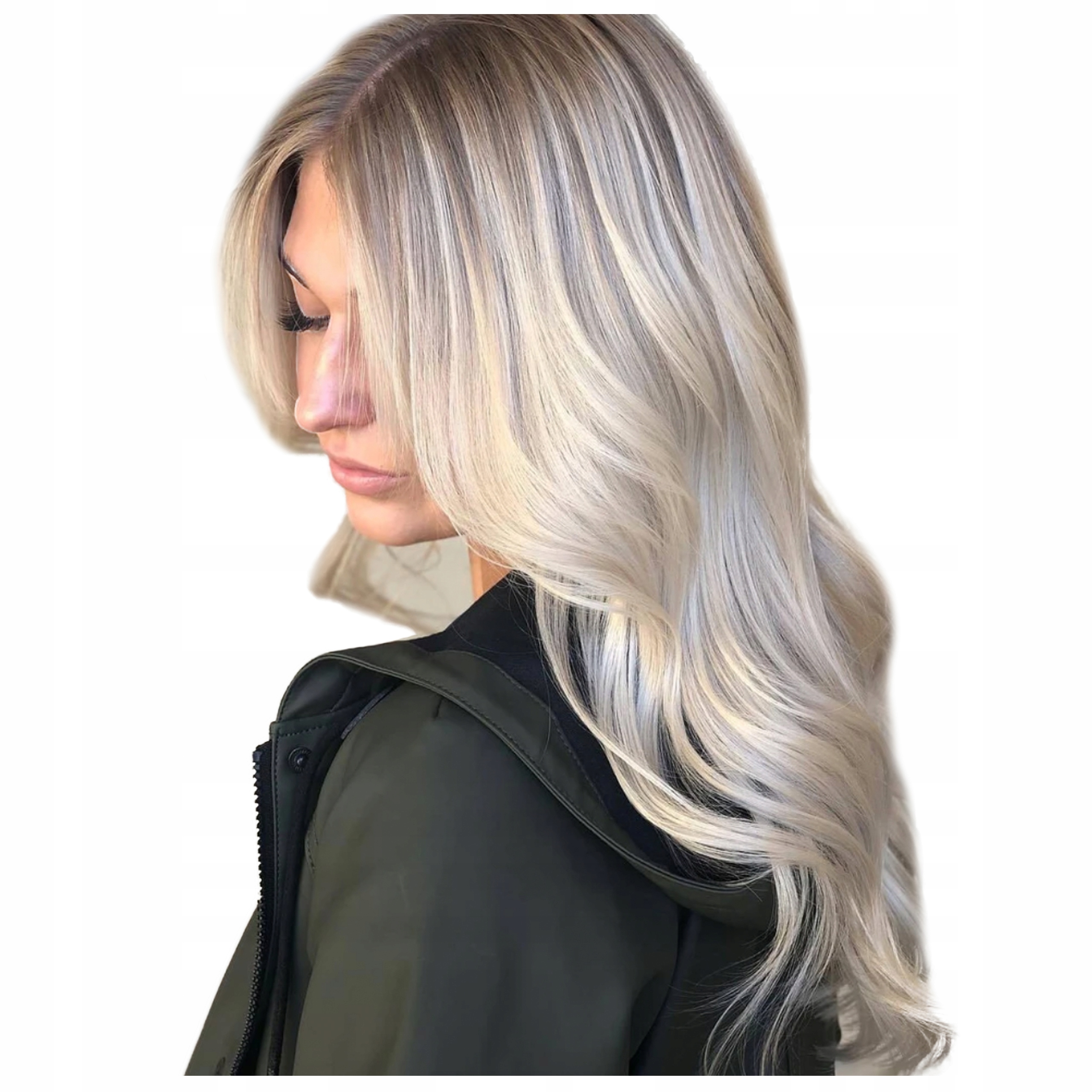

Peruka popielaty Blond Ombre fale długie włosy