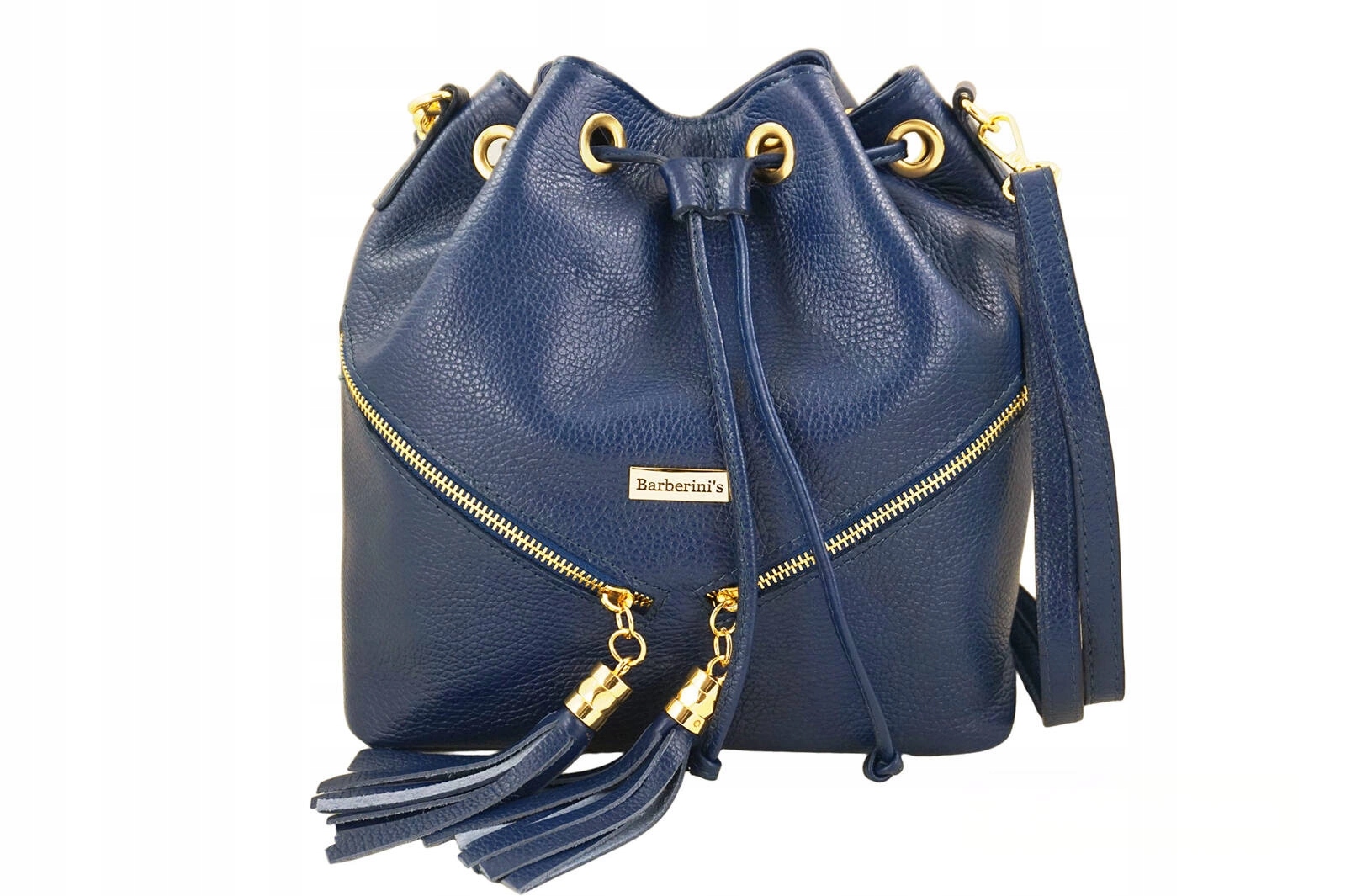 Dámská kožená kabelka s třásněmi modrá světlá