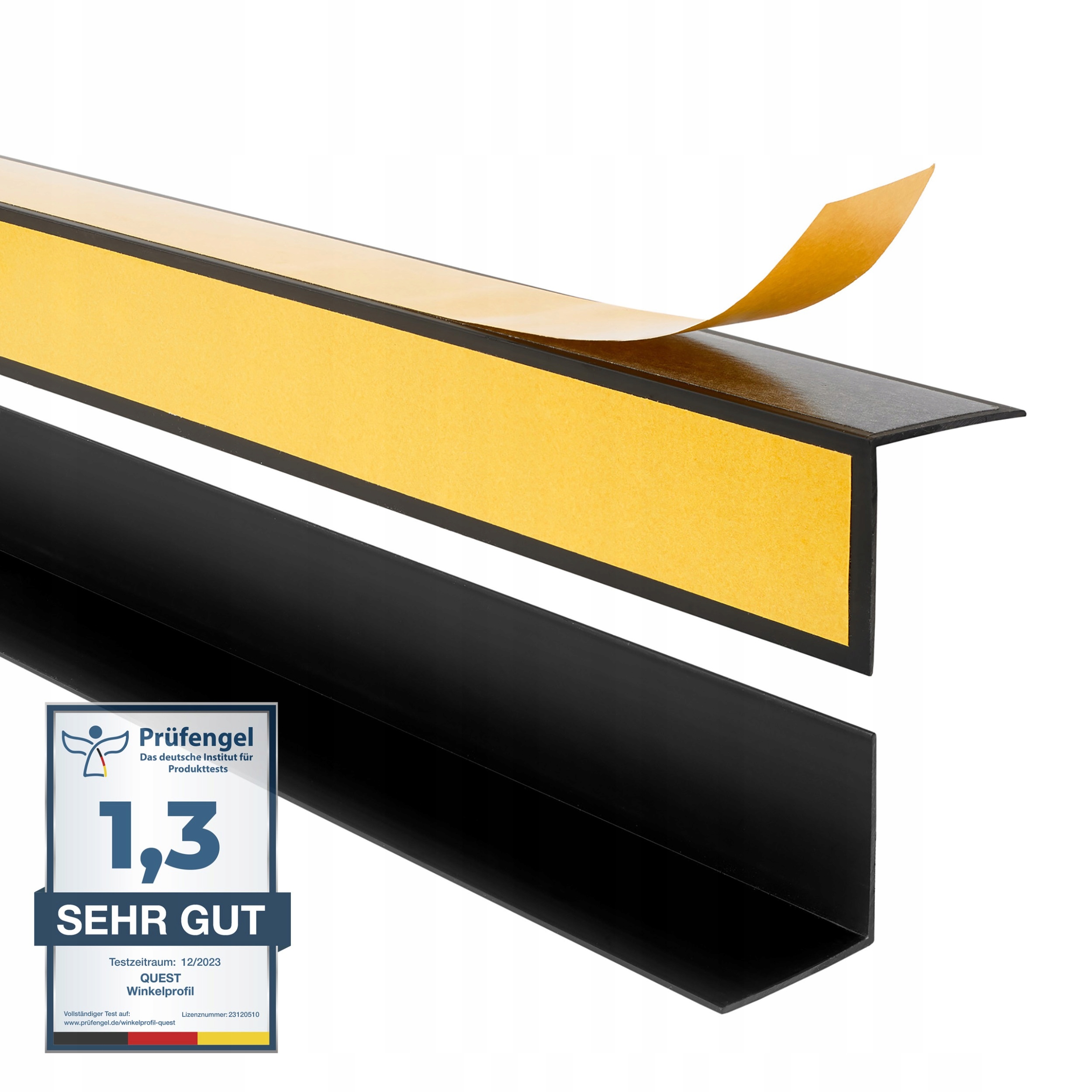 Pvc uholník tvrdý lepený na vonkajšej strane, čierny, 25x25 mm, 100 cm