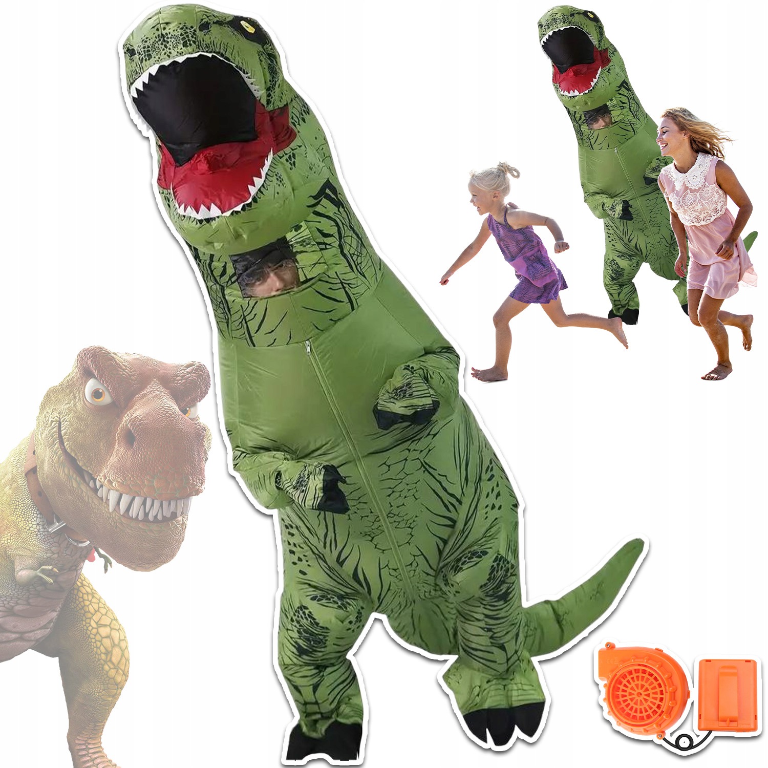 Dinosauří Kostým Nafukovací Převlek Kostým Halloween Samonafukovací 155-190