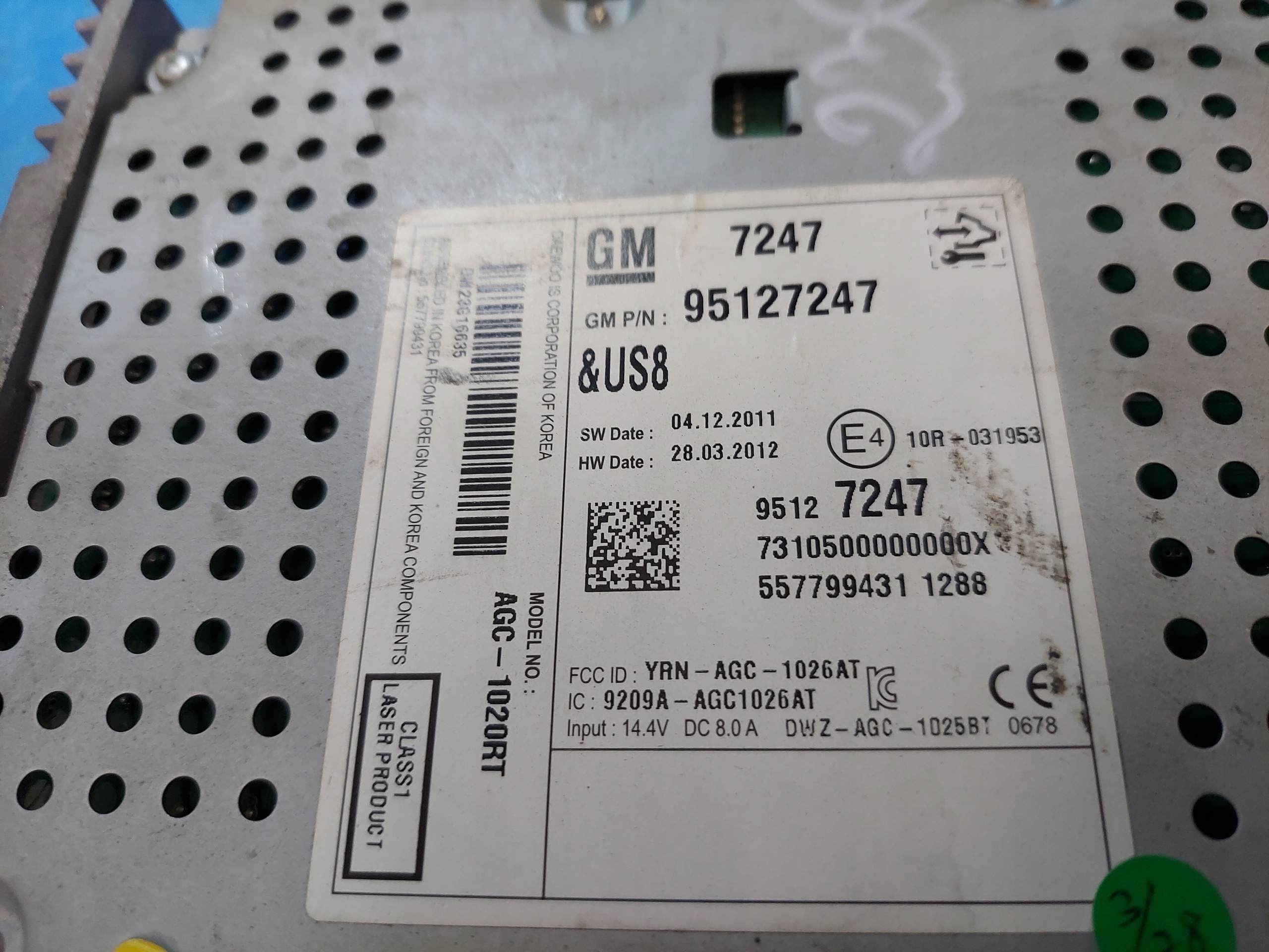 RADIO EKRAN CHEVROLETE AVEO 2012 R 95127247
