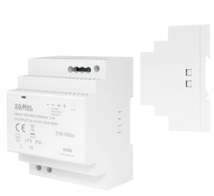 Zasilacz Impulsowy Montowany Na Szynę Din TH-35 100W 24V Zamel