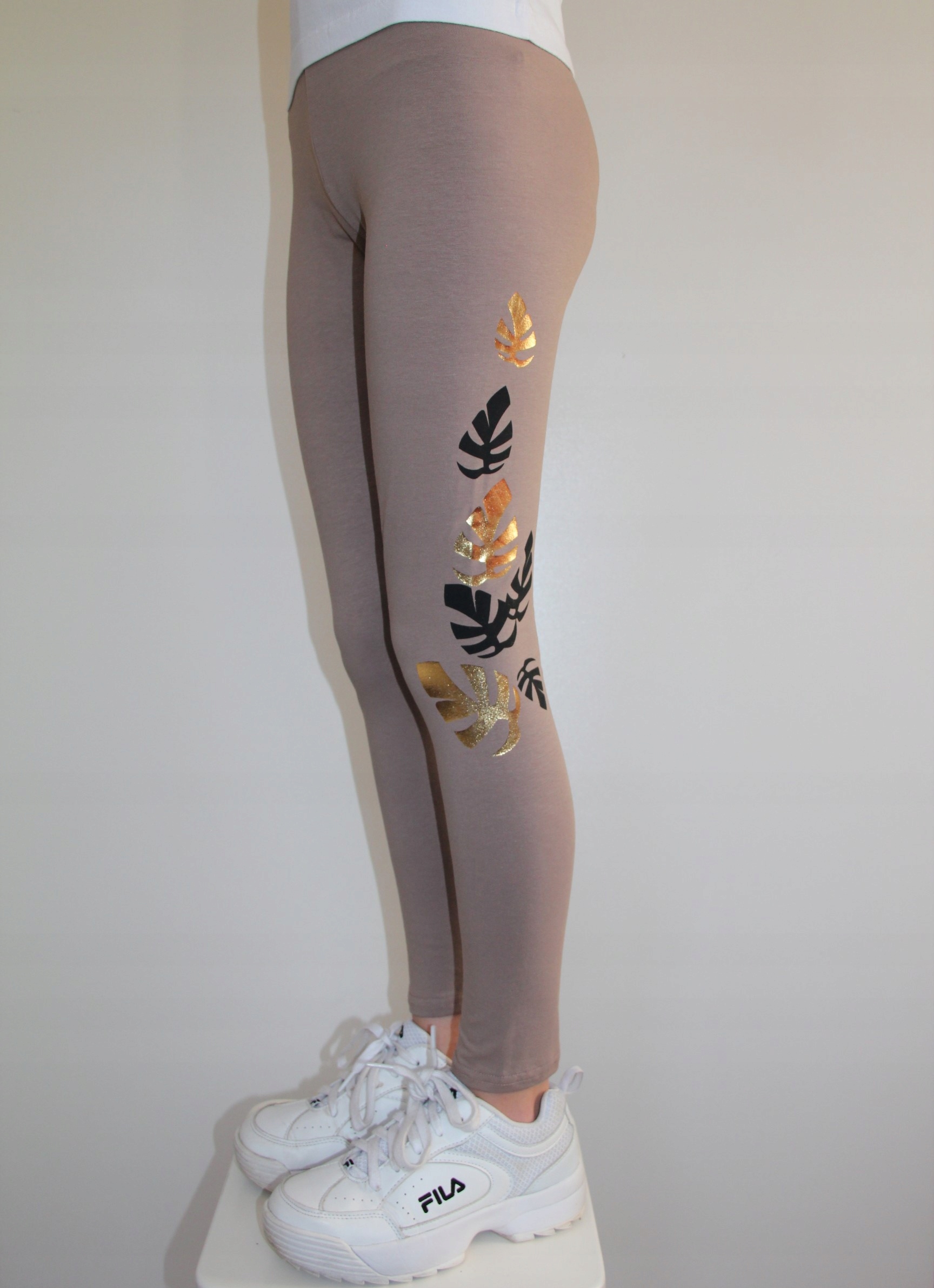 Legginsy Getry Dziecięce CAPPUCINO sito LISTKI 164 Marka Inna marka