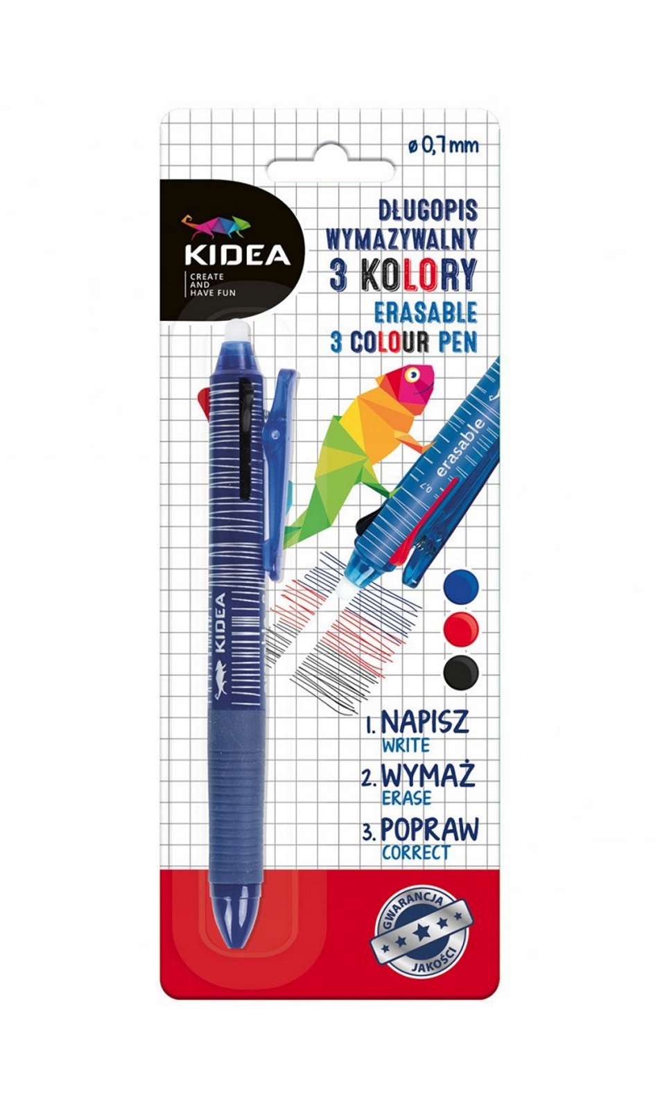 

Długopis wymazywalny 3 Kidea nr7762