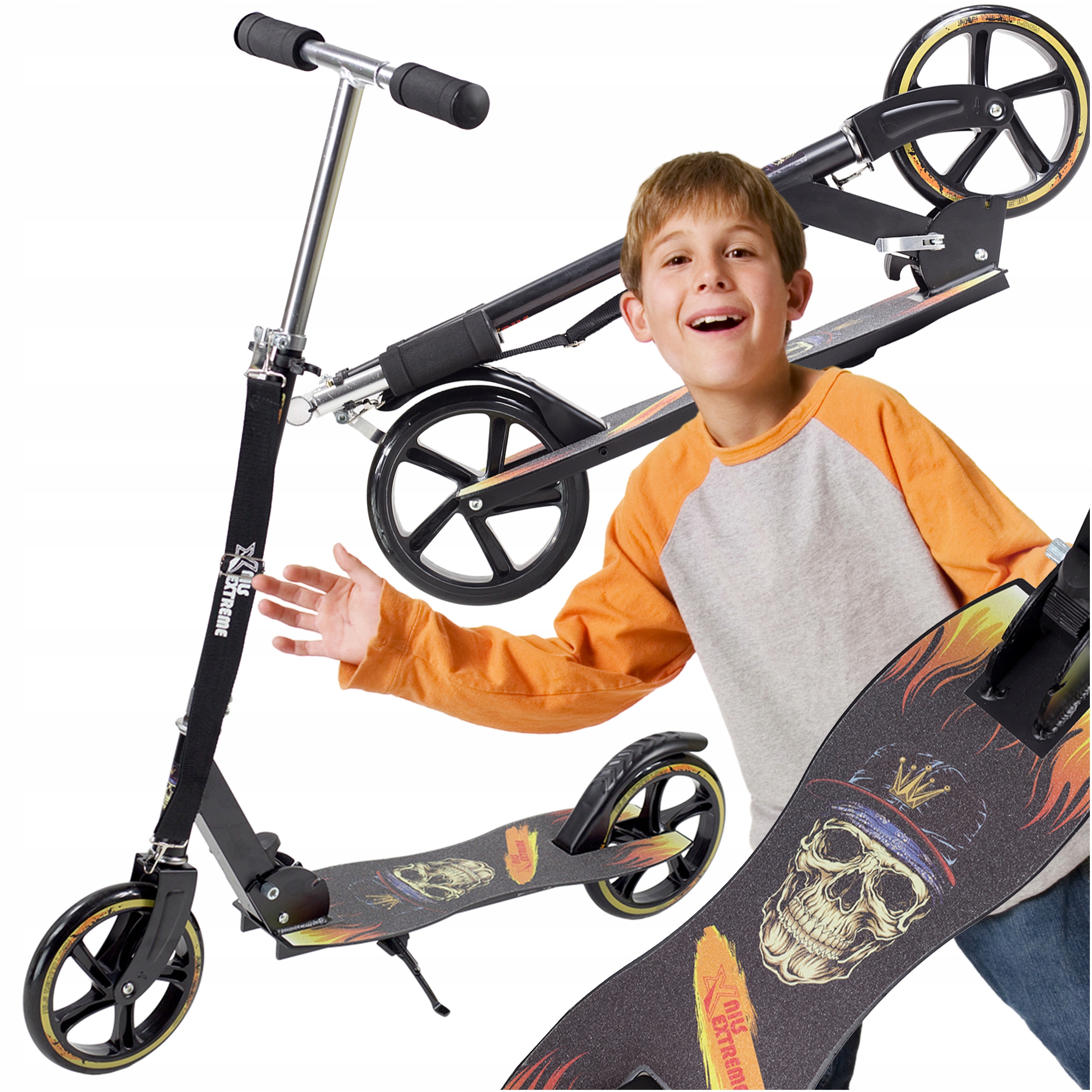 Hulajnoga Dzieci Dorosłych Miejska Składana Kauczukowe Koła Duża