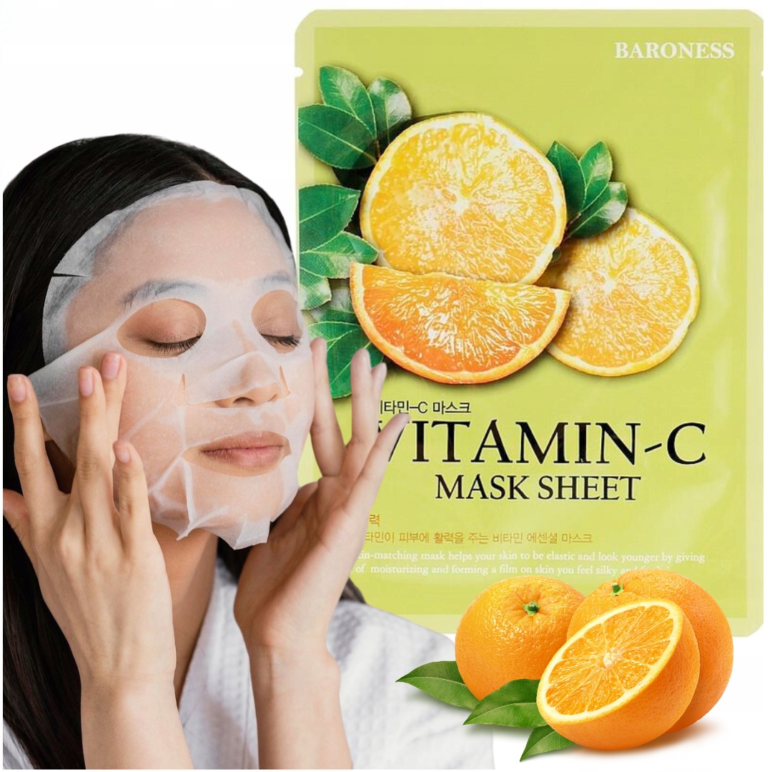 BARONESS maska w płachcie esencja z witaminą C azjatycka maseczka do twarzy