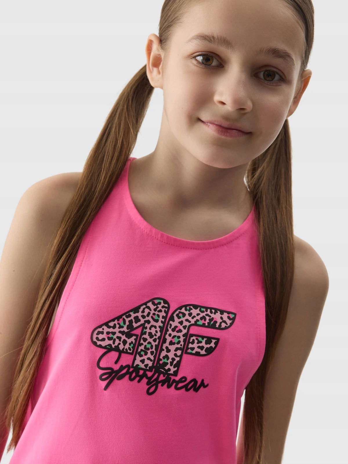 T-SHIRT DZIEWCZĘCY 4F KOSZULKA DZIECIĘCA TOP NA RAMIĄCZKA BAWEŁNA 100% SS24 Rozmiar (new) 152