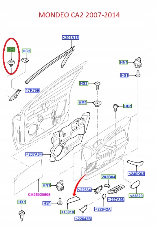 KOŁEK- SPINKA KRATKA CHŁODNICY DRZWI MONDEO Producent części Ford OE