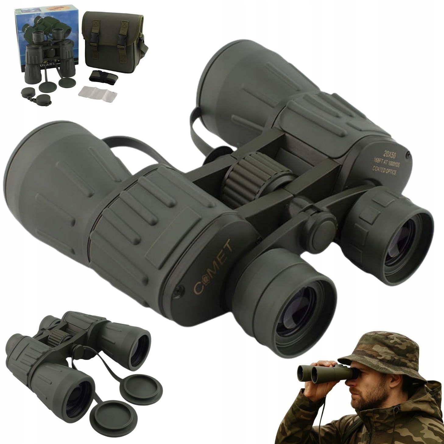 Lornetka Myśliwska Comet 20x50 Wojskowa Turystyczna Taktyczna Survival Etui
