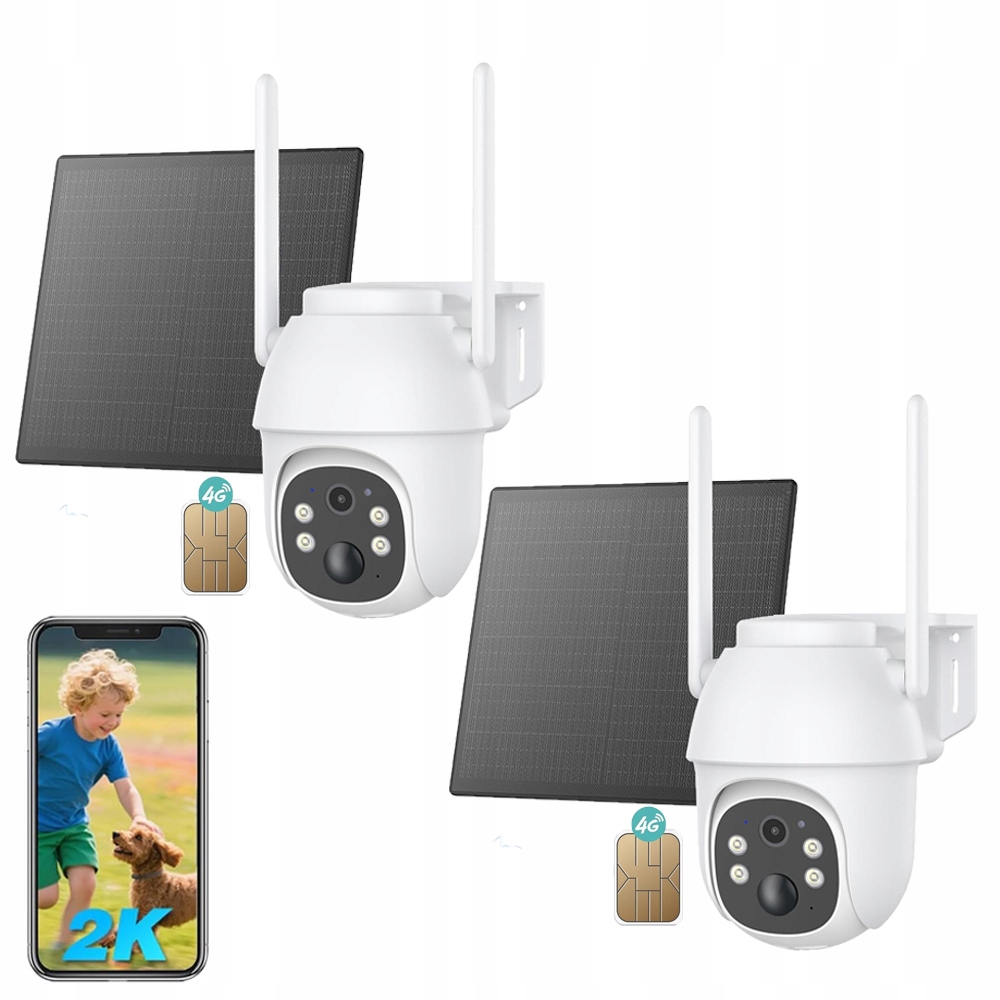 2 kusy Lte venkovní kamera 4 g s baterií Ptz Solární kamera se Sim kartou