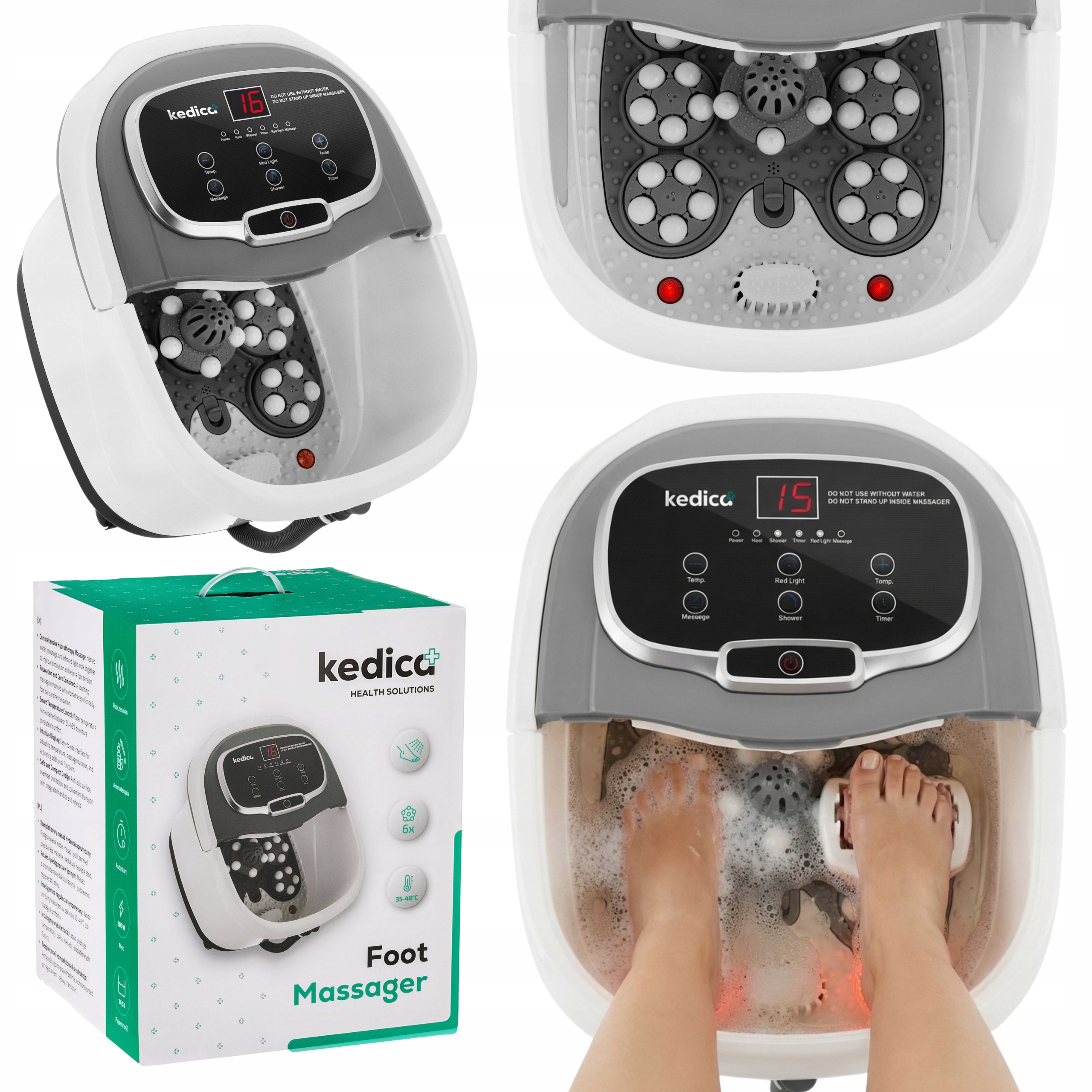 Masażer Do Stóp Wodny Hydromasażer Led Podgrzewanie 35-48°C Podczerwień
