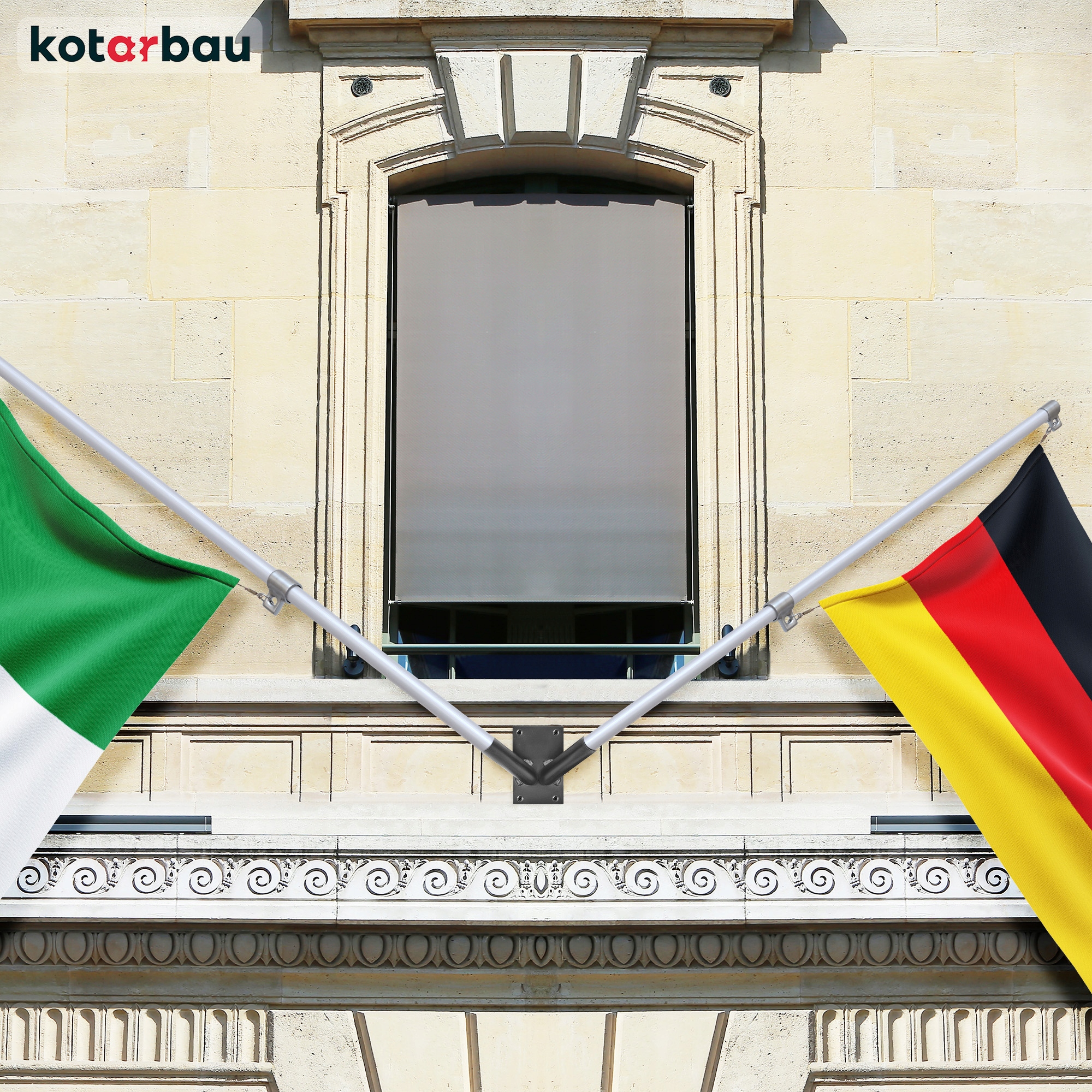 PODWÓJNY UCHWYT FLAGOWY ŚCIENNY MOCOWANIE FLAGI ELEWACYJNY FASADOWY 2-RAM Szerokość produktu 7 cm