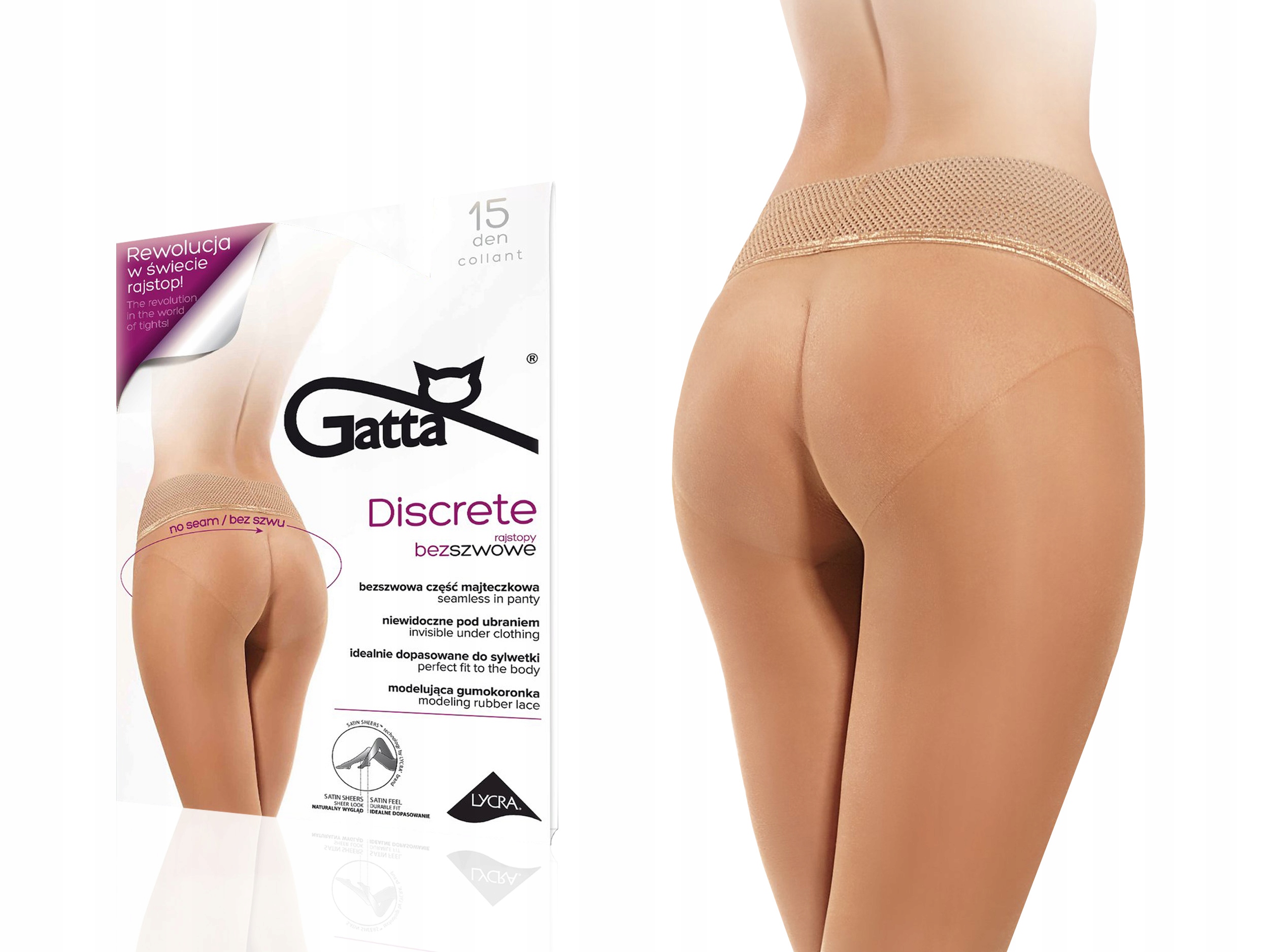 

Rajstopy bezszwowe Discrete Gatta, daino, 4-L