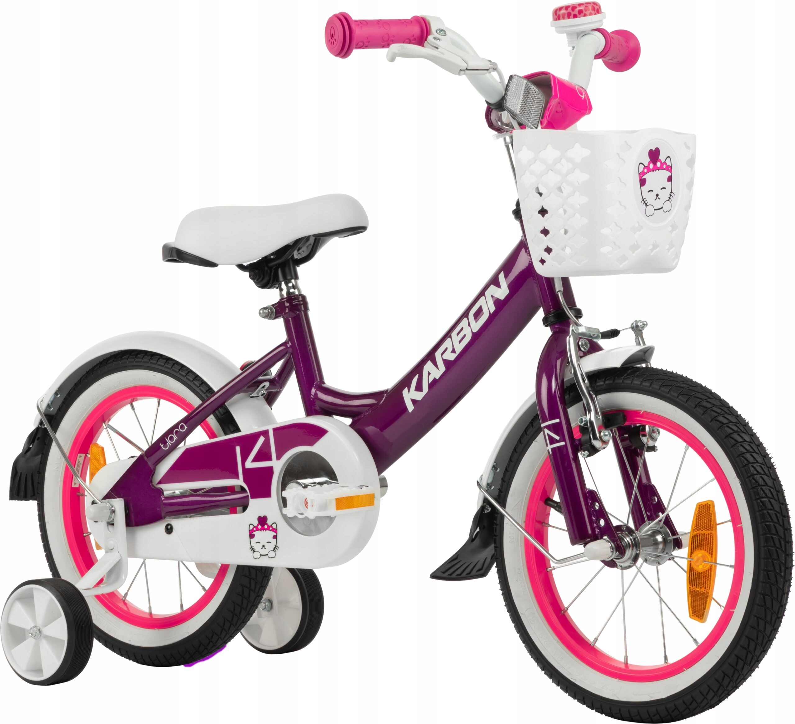 Rower dziecięcy Karbon Tiara 14 cali Fioletowy Dla dziewczynki