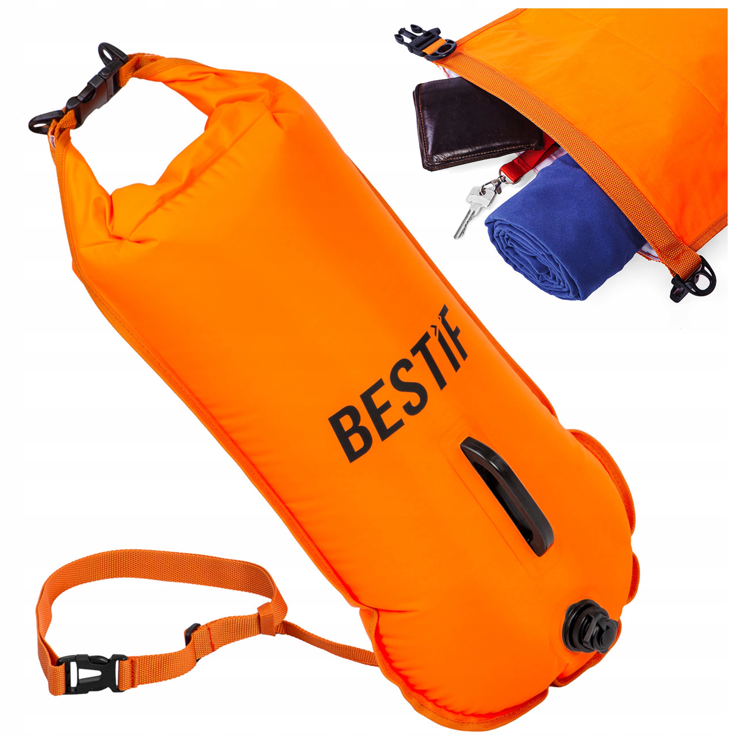 

Bojka Asekuracyjna Dmuchana Boja 2w1 Sucha Kieszeń