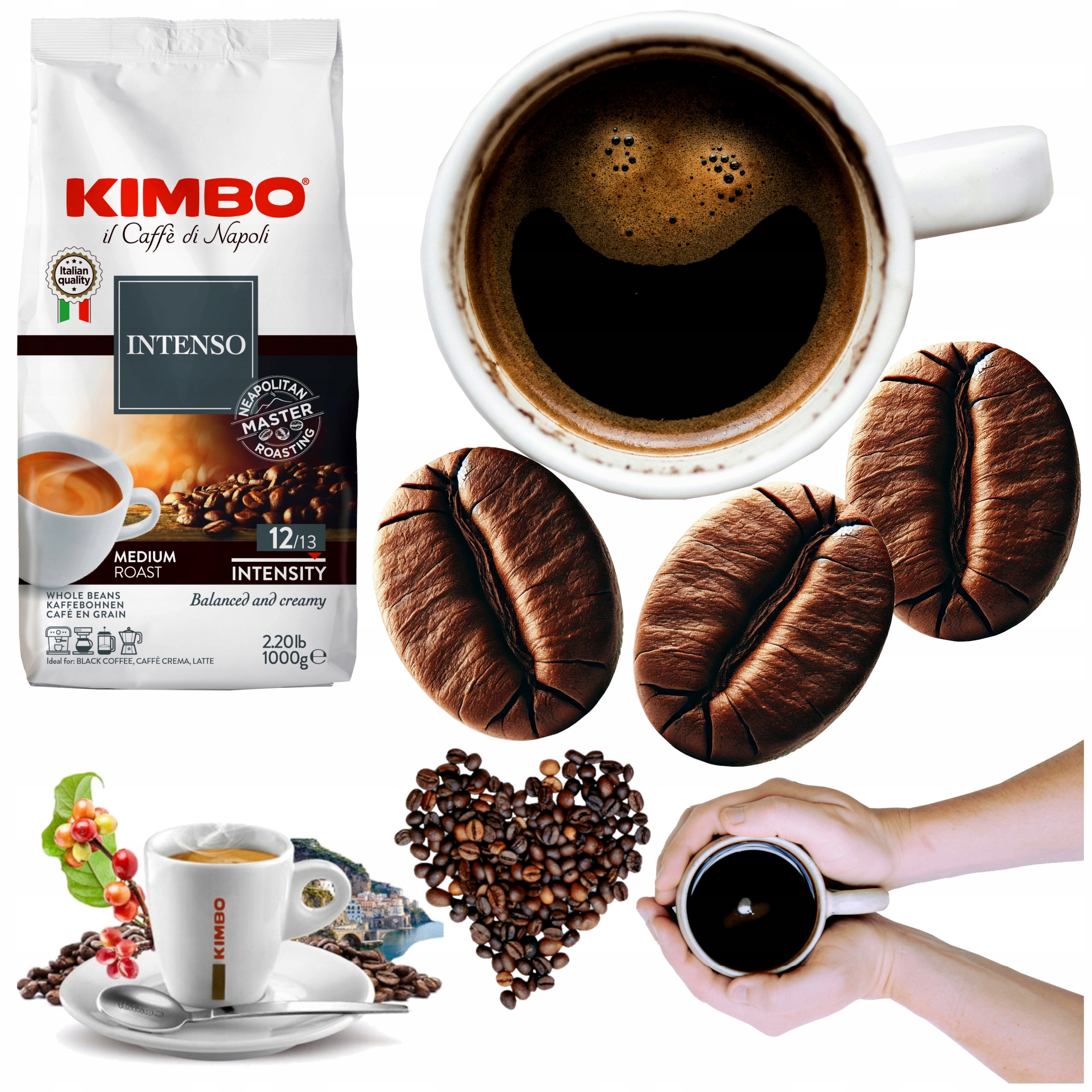 Kawa Kimbo Aroma Intenso 1kg ziarnista mieszana Arabica Robusta 1000 g