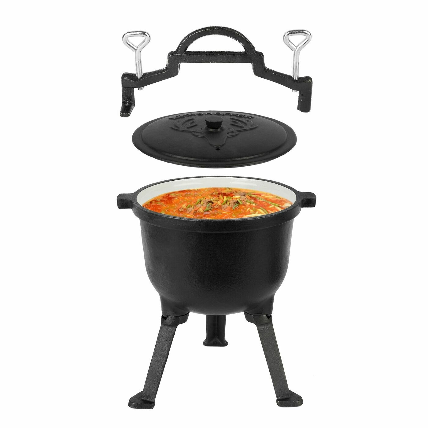 Kociołek Myśliwski 5 L EMALIA Żeliwny GARNEK na OGNISKO Emaliowany