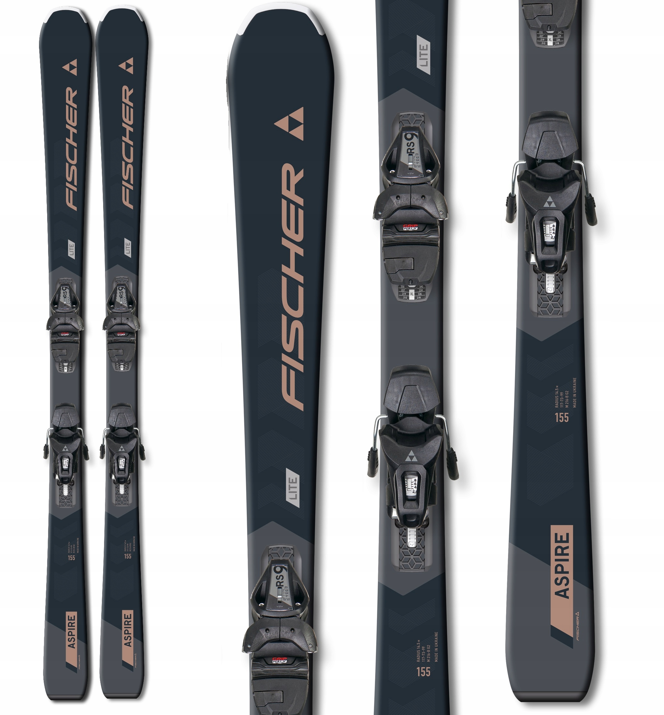 Fischer Aspire Slr Pro Narty Damskie +wiązania Antracyt Pastelowy 150