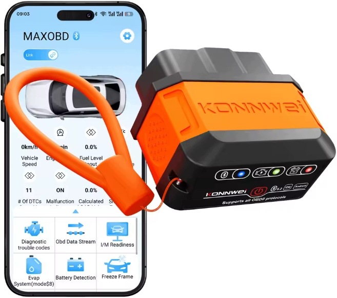 Interfejs diagnostyczny Konnwei KW906 tester Bluetooth Android iOS ELM327
