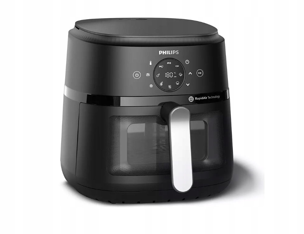 Philips NA231/00 Airfryer, 1700 W, objem pánve 6,2 l, černá, stříbrná barva