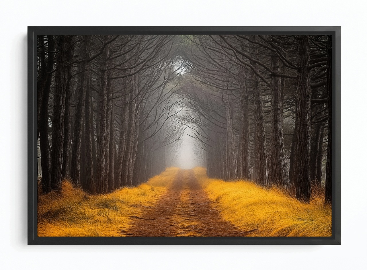 Obraz Rám Americký Box Krajina Cesta Stezka Aleje Stromy Podzim 60x40