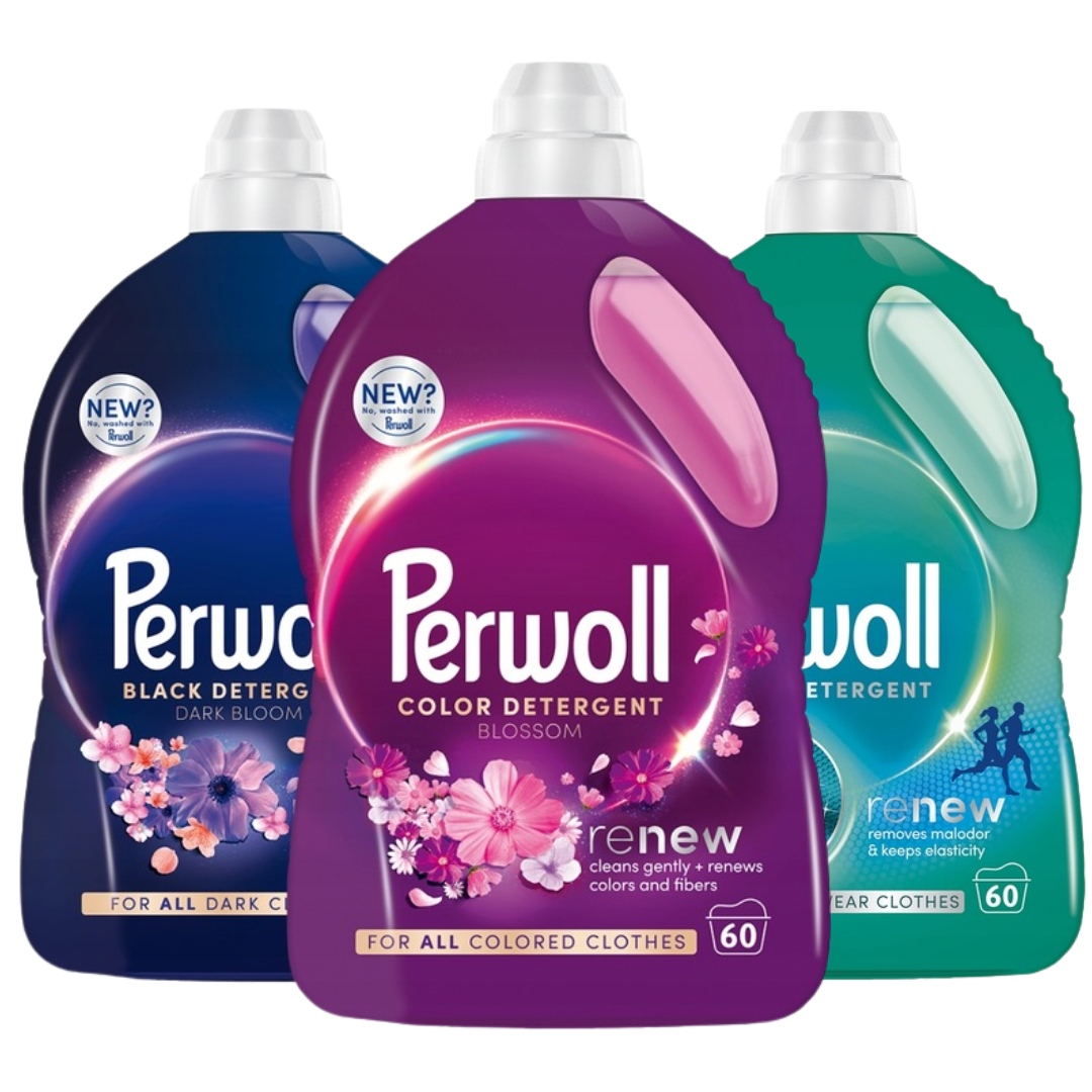 Perwoll Renew Dark Bloom Blossom Sport Tekutý prací prostředek Mix 3x3 l 180 praní