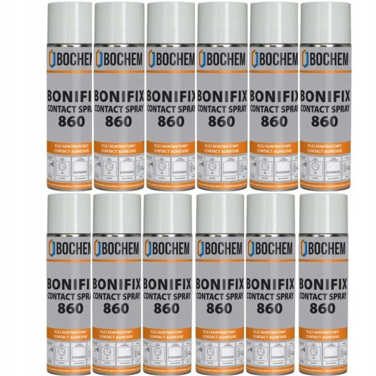 12 x Kontaktné lepidlo Bonifix Contact Spray 860 Bochem 500 ml