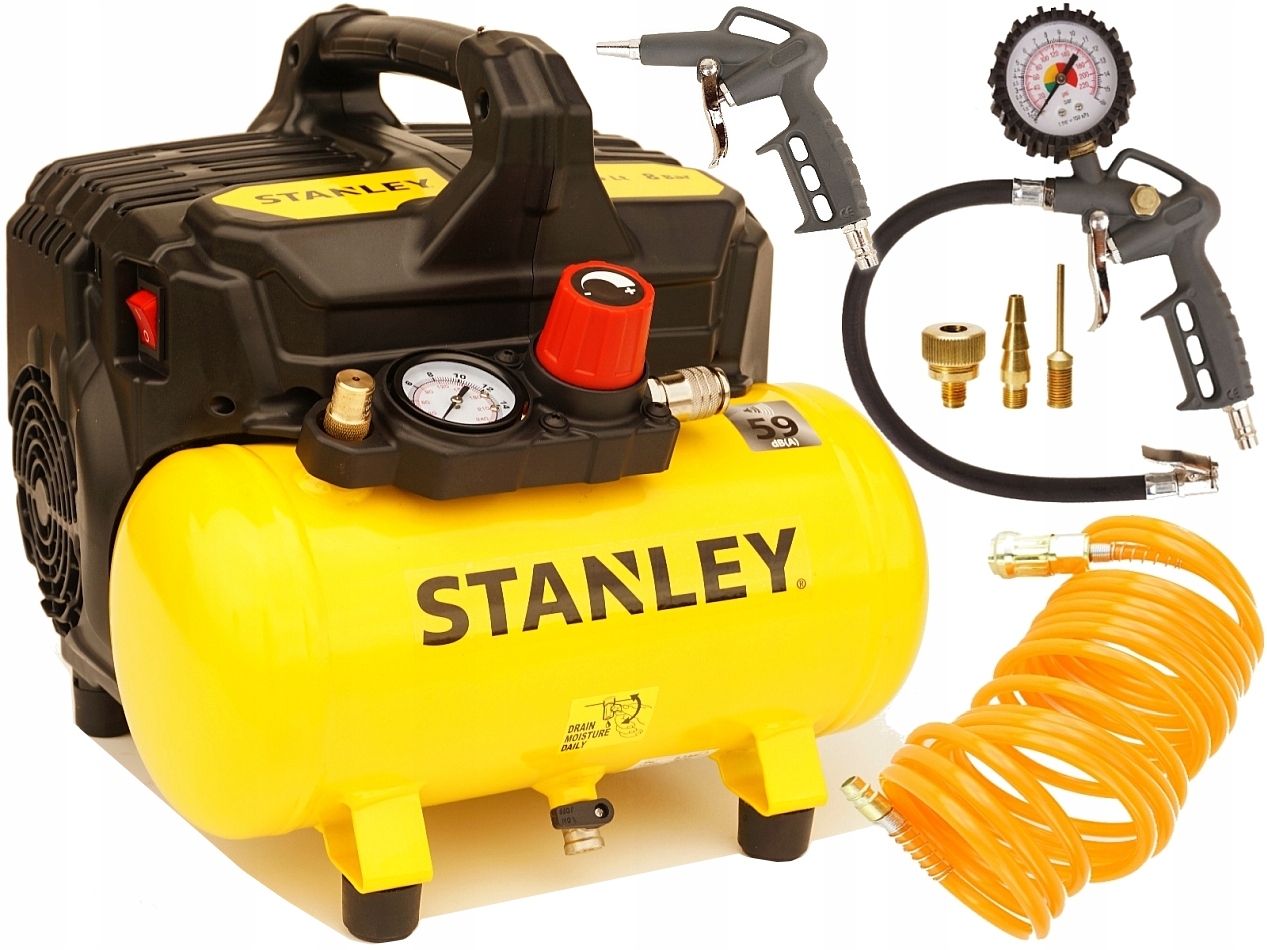 

Stanley Kompresor Bezolejowy cichy 59dB 6L zestaw