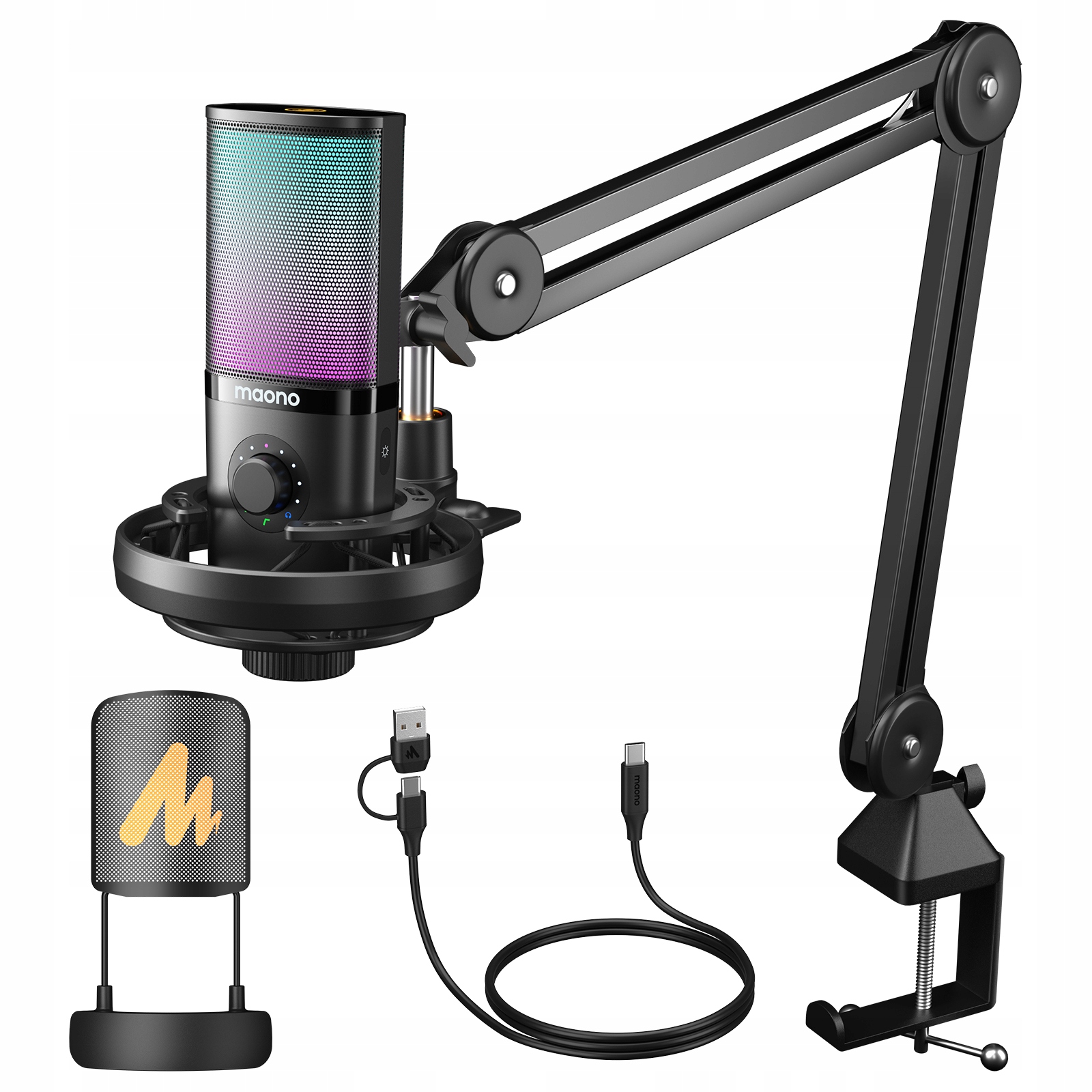 Maono PM450S – Usb mikrofon rameno a pop-filtr, start pro podcasting