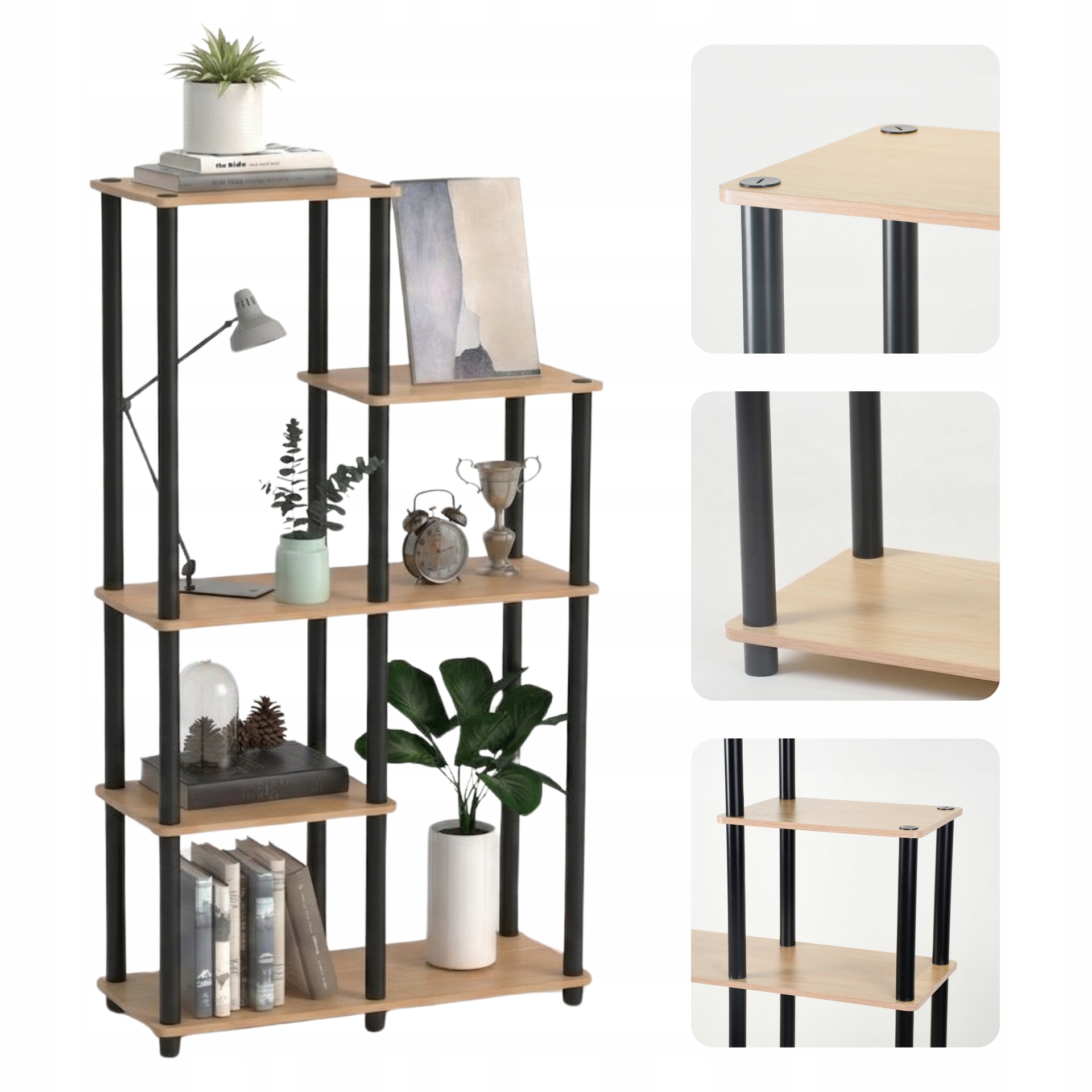 Modulární Regál Do Obývacího Pokoje A Kanceláře Na Rostliny 5 Úrovní 152 CM, Moderní, Velký