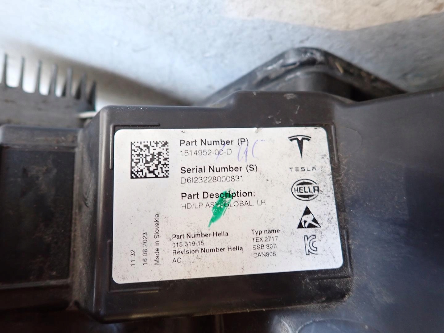 light front front left TESLA 3 2017- FULL LED 1514952-00-D